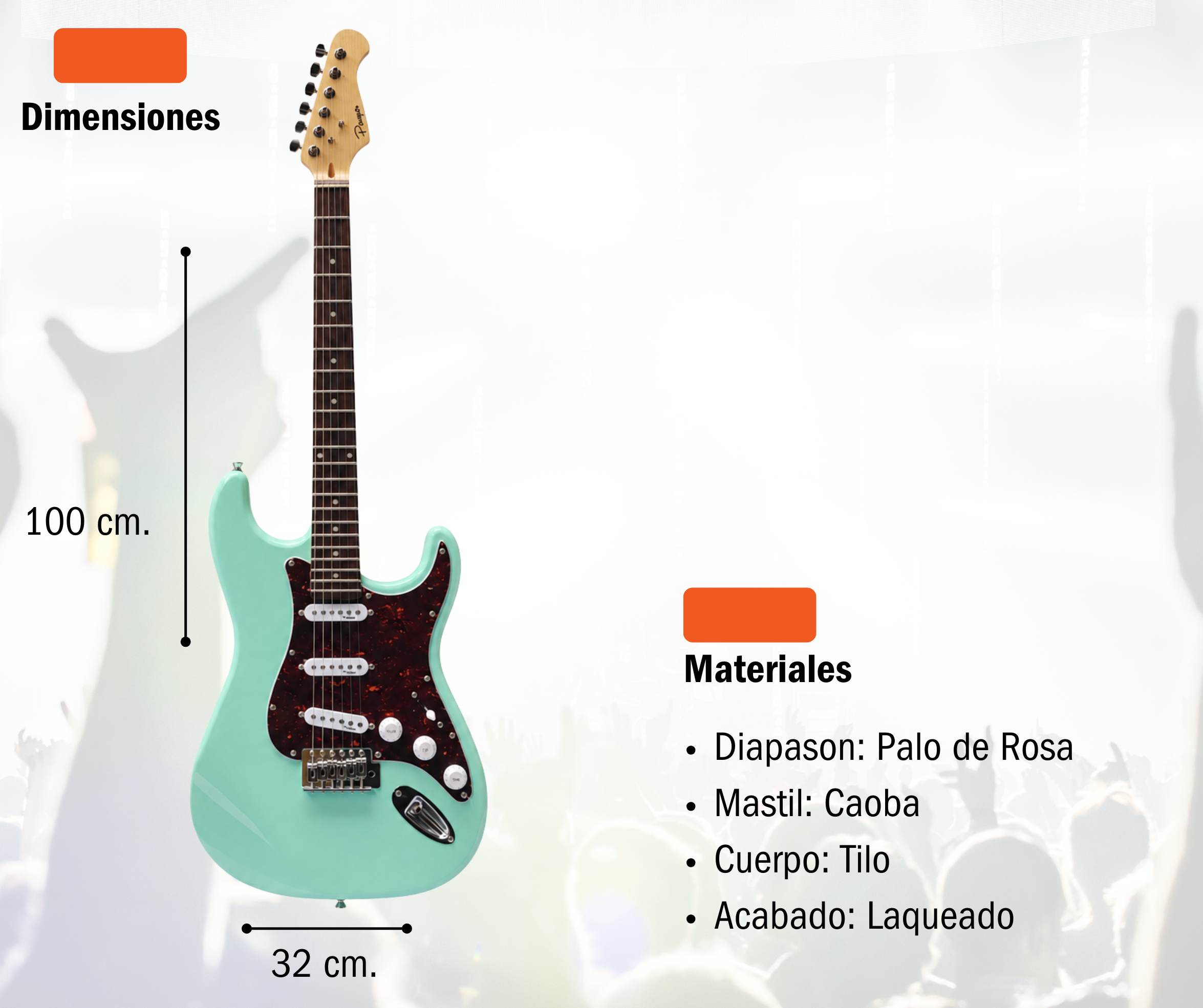 Guitarra Eléctrica Stratocaster Parquer Celeste Surf Funda - Imagen 4