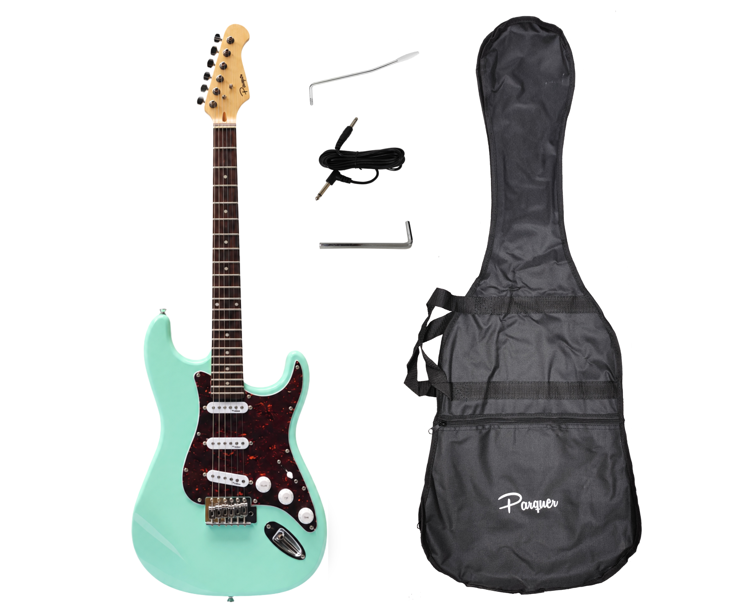 Guitarra Eléctrica Stratocaster Parquer Celeste Surf Funda