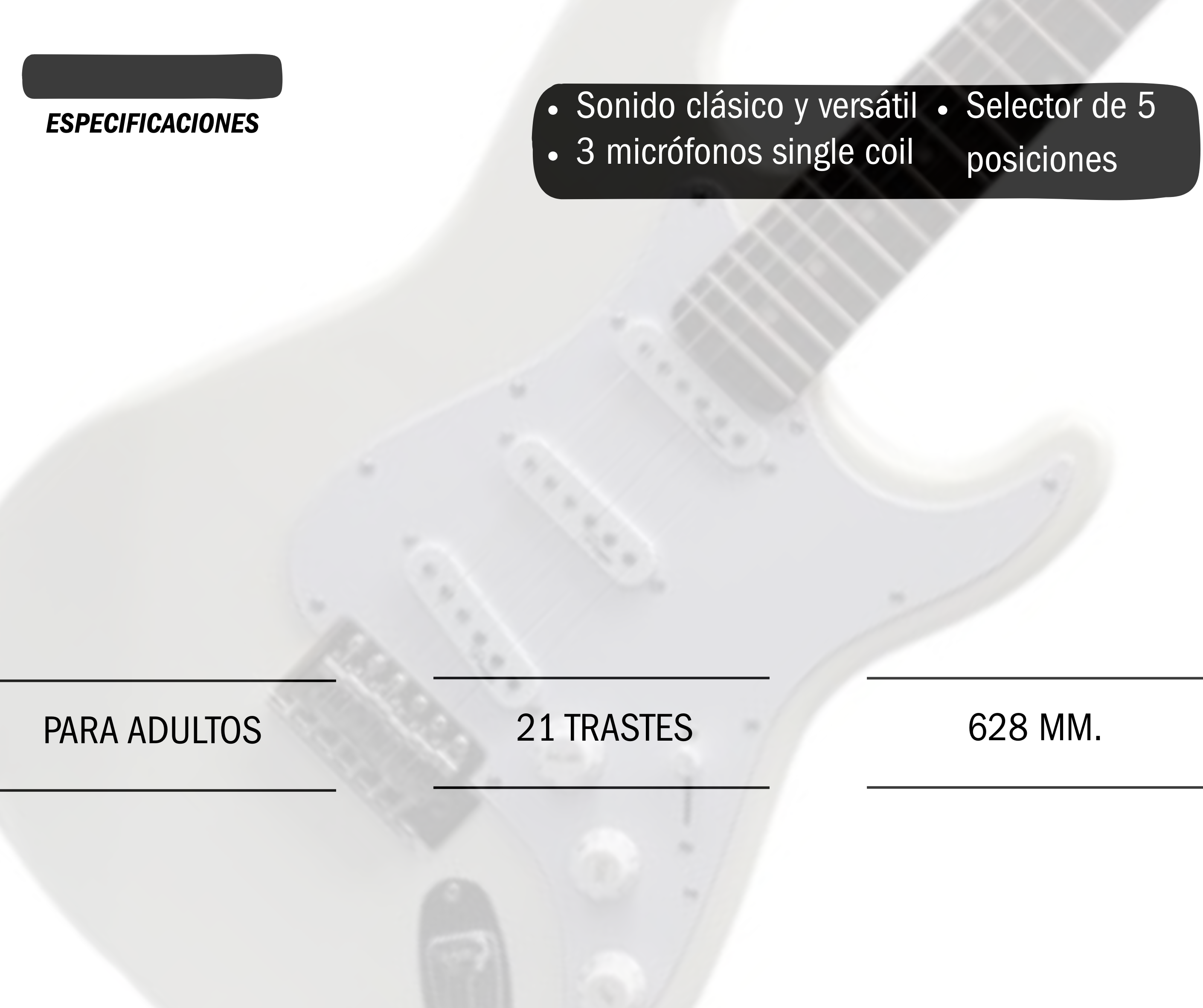 Guitarra Eléctrica Parquer Stratocaster Blanca con Funda - Imagen 5