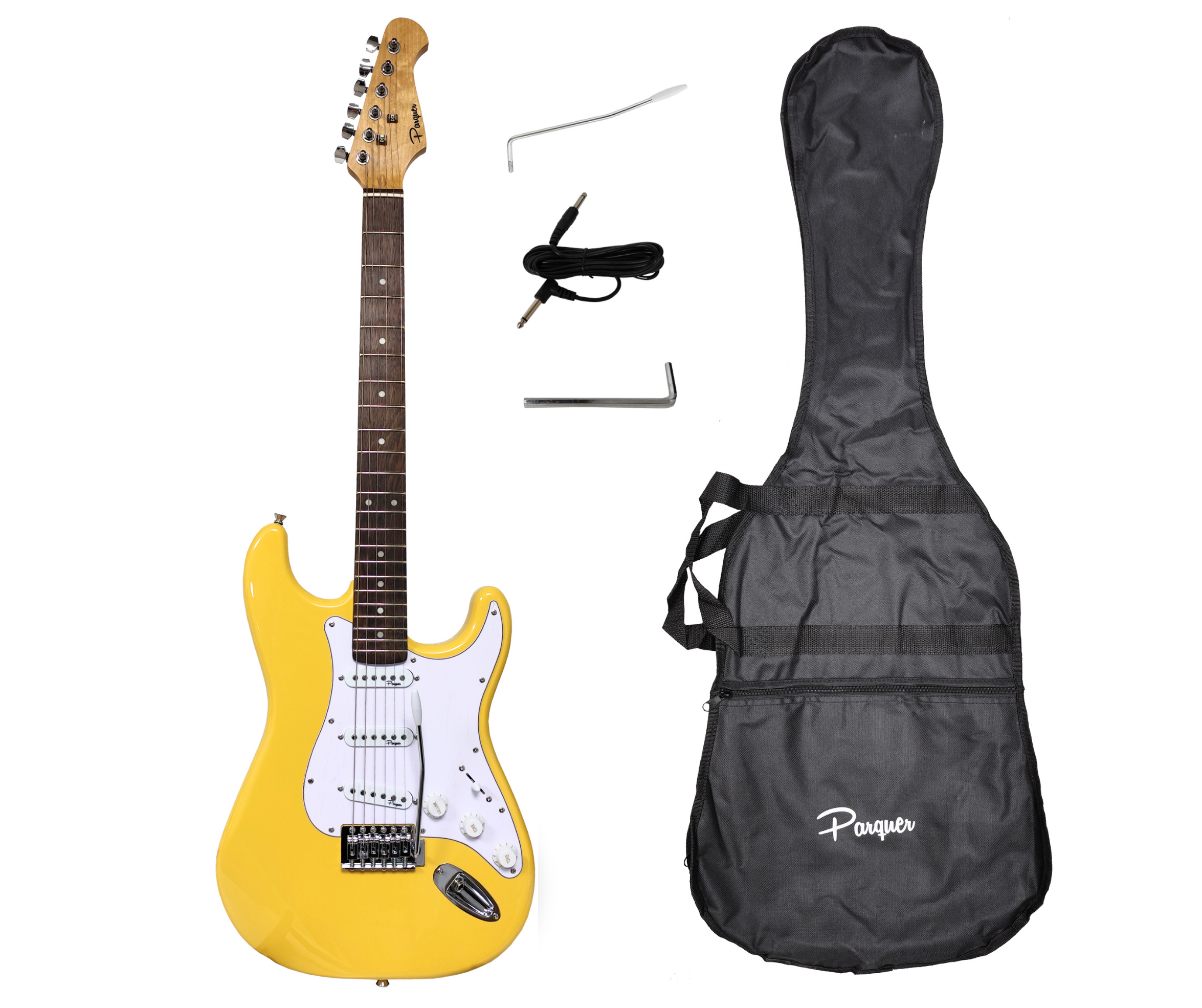 Guitarra Eléctrica Stratocaster Parquer Amarilla con Funda