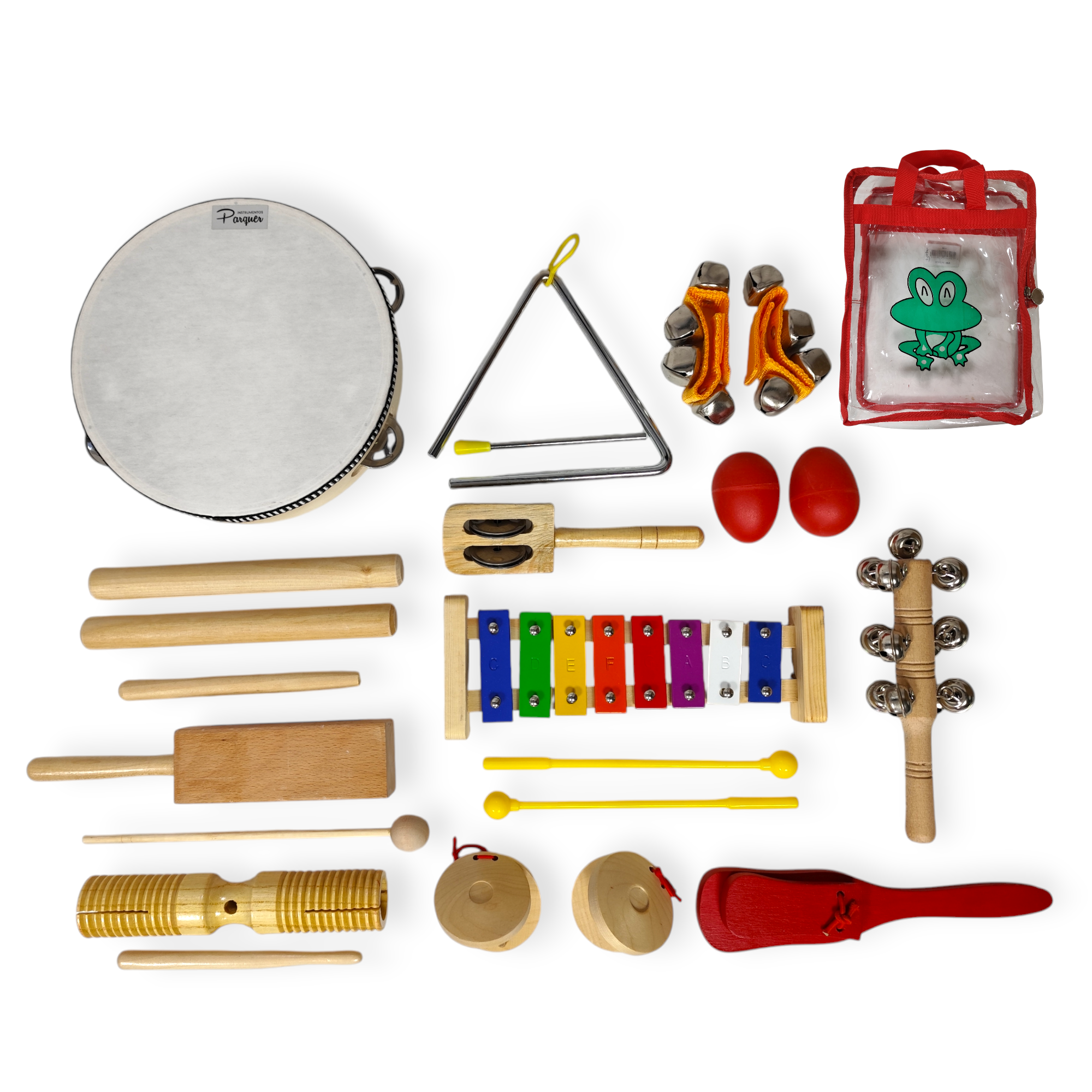 Set Percusión Infantil Parquer Tz12l Shakers Cajas Pandeiro