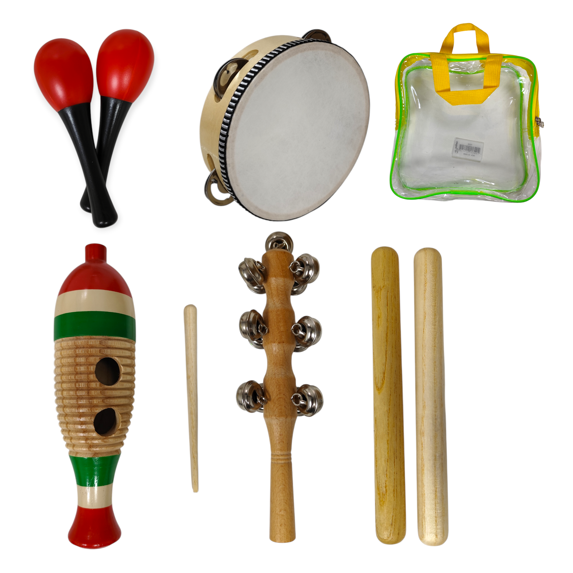 Set Percusión Infantil Parquer Tz5b Maracas Pandeiro