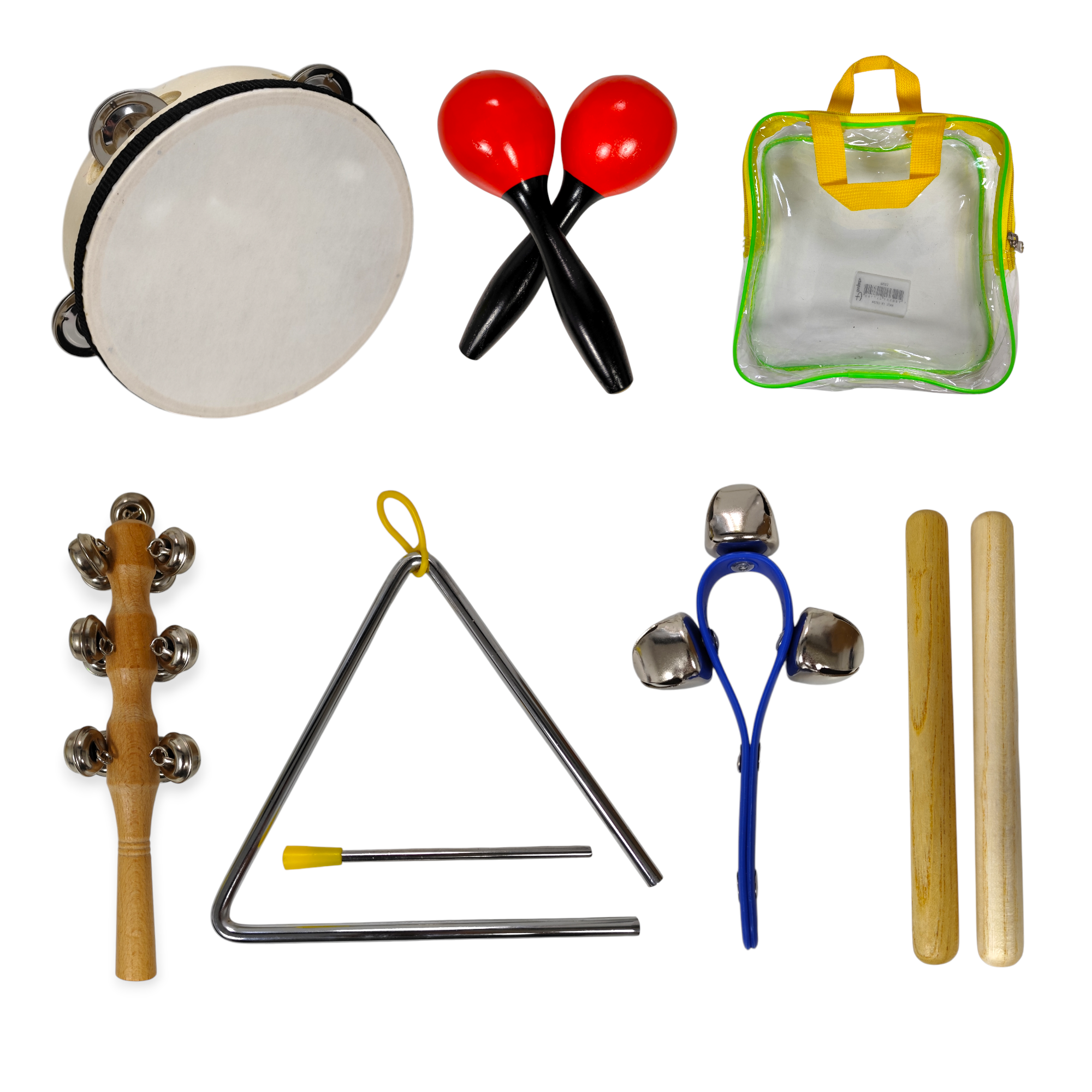 Set Percusión Infantil Parquer Tz6a Maracas Pandeiro