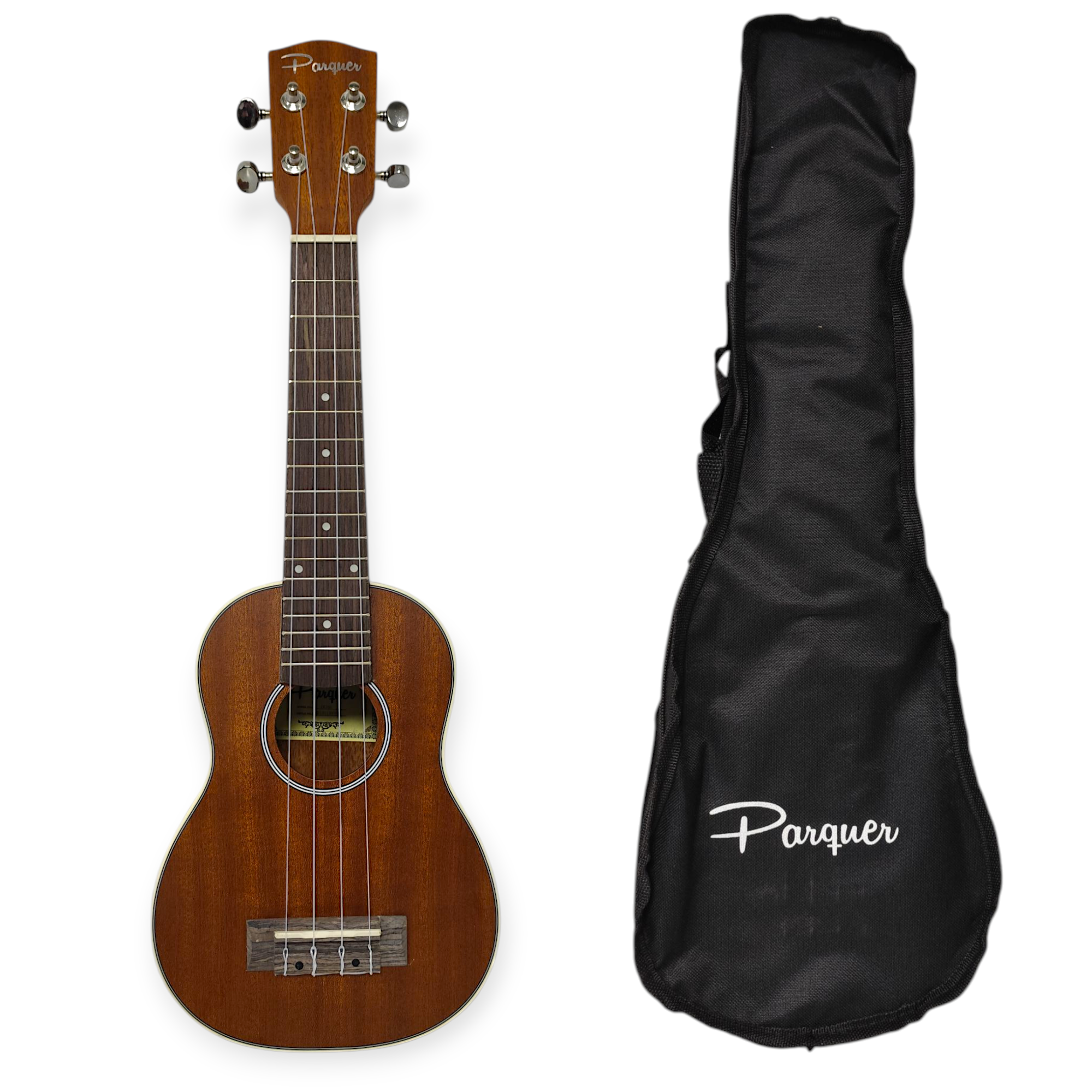 Ukelele Soprano Parquer Tapa Maciza Sapele con Funda Uk160