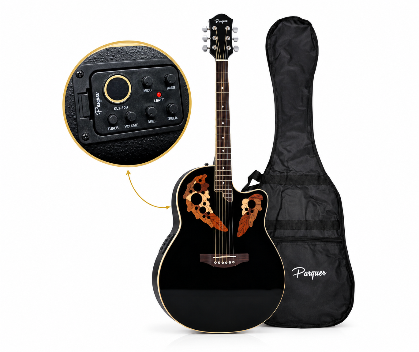Guitarra Electroacústica Caja Parquer Majestic Ovation Negra