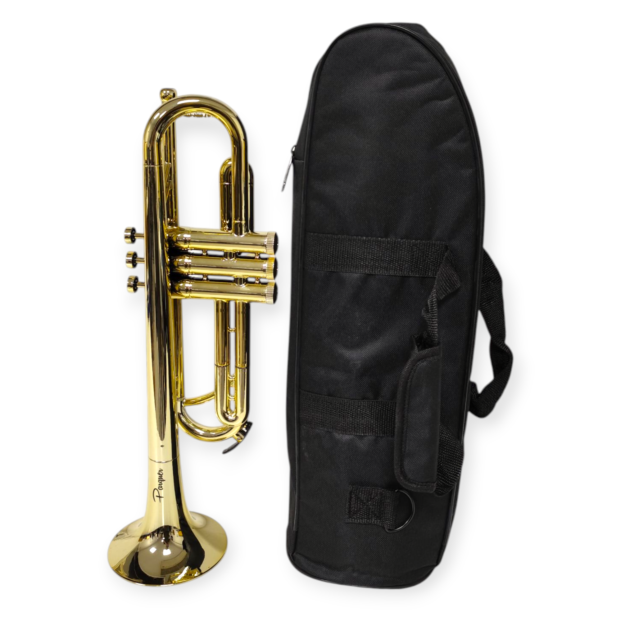 Trompeta Plástico Parquer Metalizada Dorada Bb con Funda