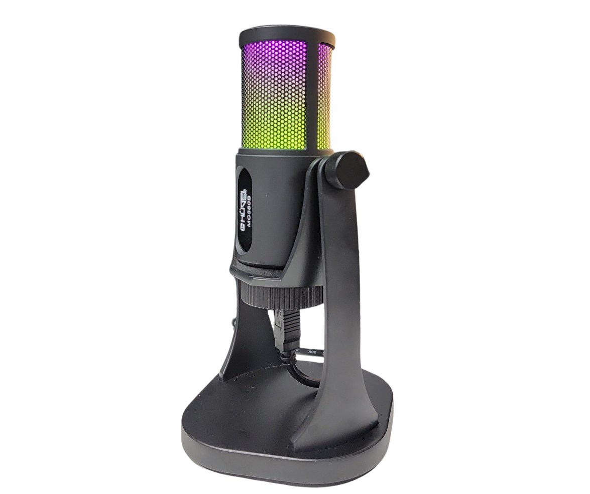 Microfono Usb Rgb Condensador C/soporte Circular Hugel MC380B