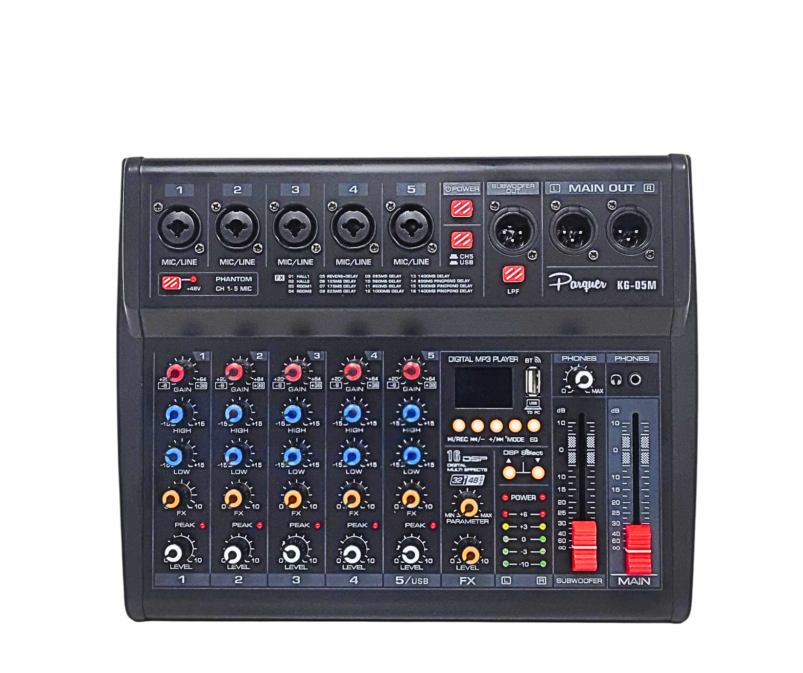 Consola Mixer Parquer 5 Canales Phantom Power Kg-05m