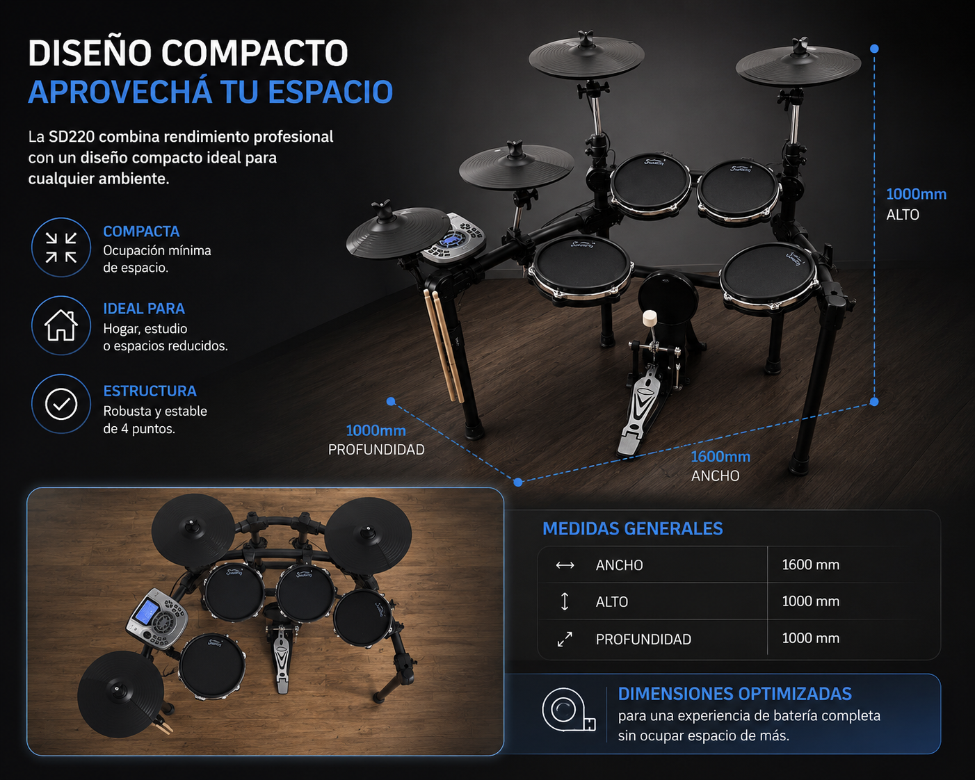 Bateria Electronica Soundking Sd220 8 Pads Mesh - Imagen 4