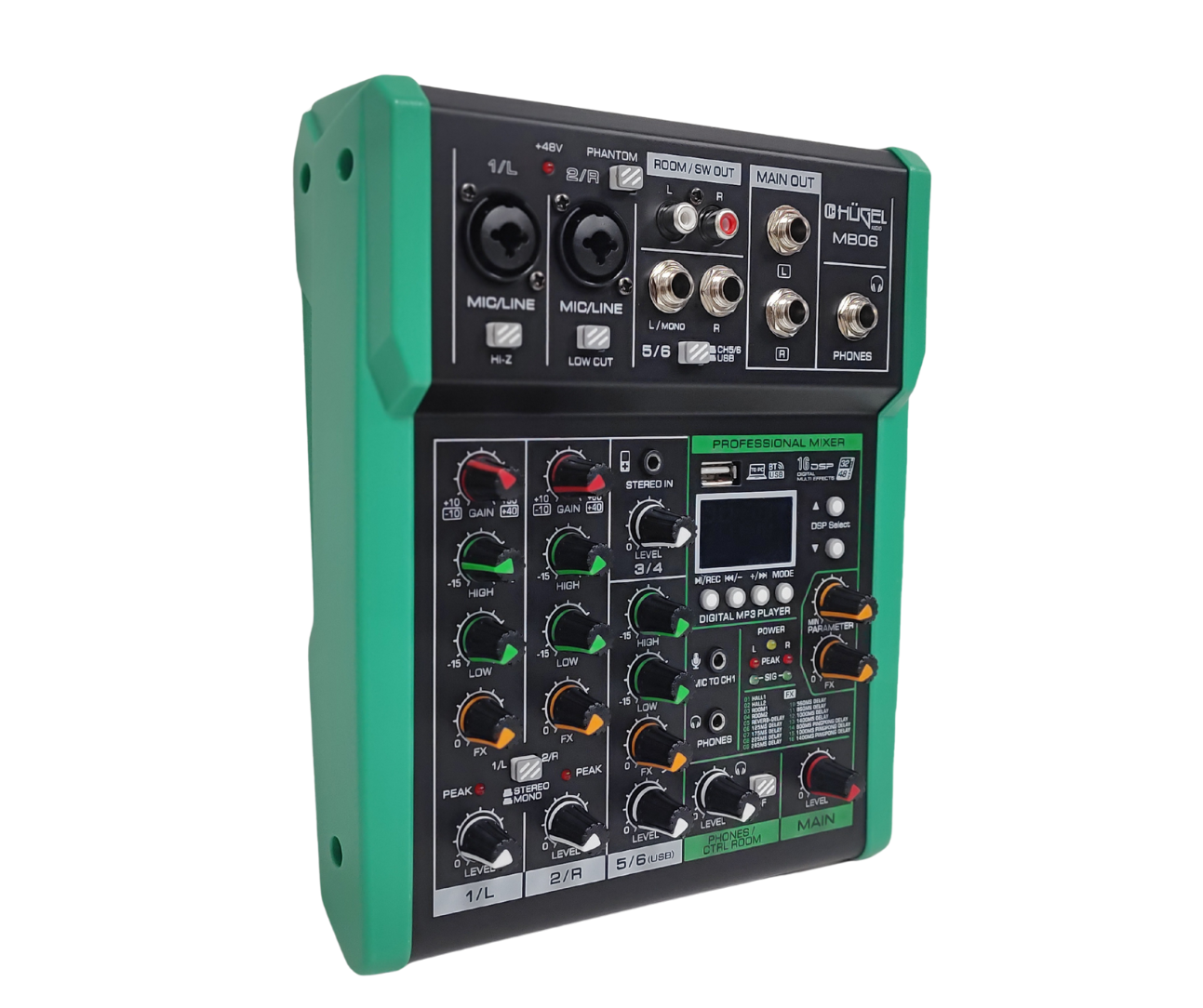 Consola Mixer Digital Hugel 6 Canales 16 Dsp Bluetooth Ctrl
