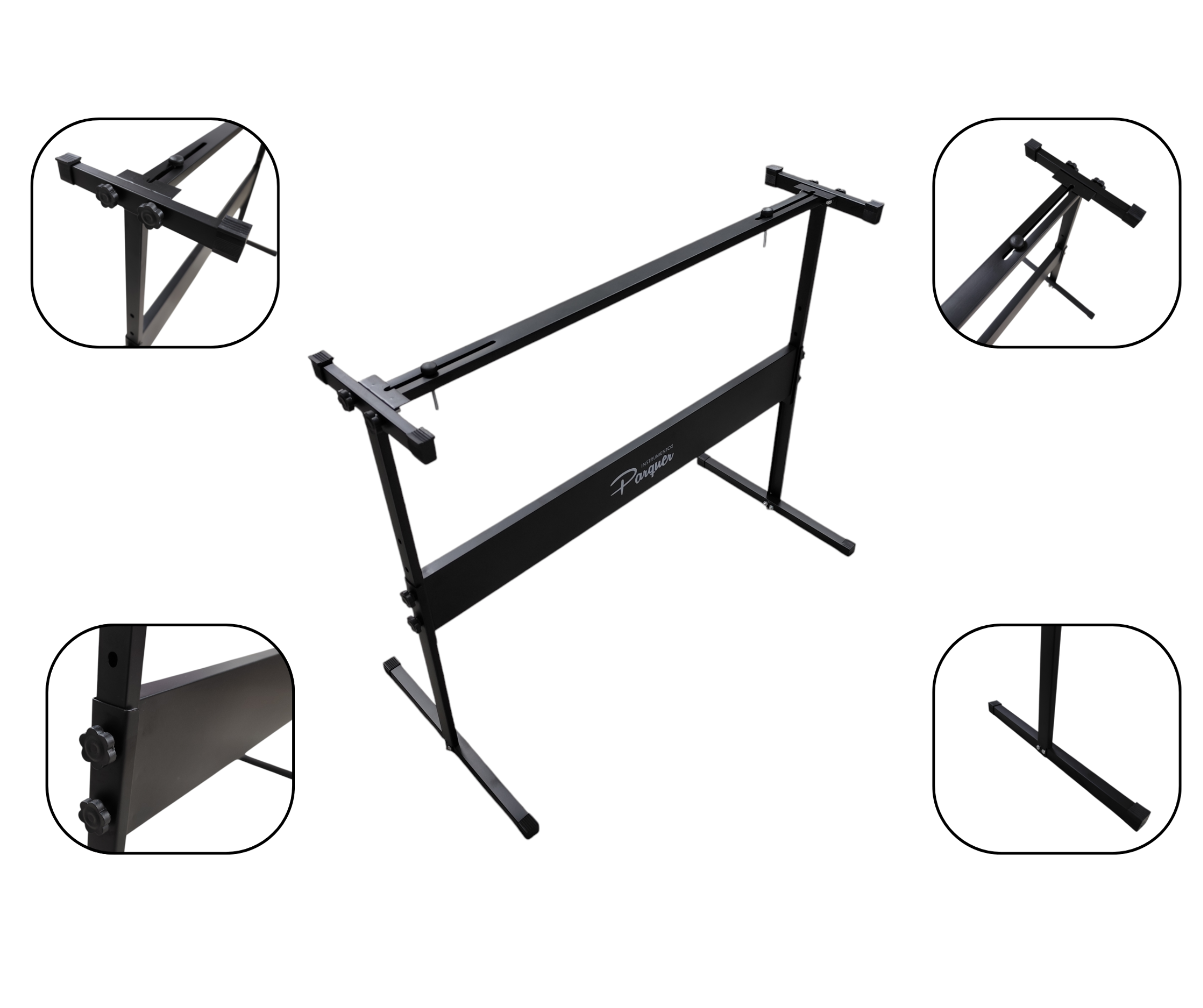 Soporte Teclado Piano Negro Parquer Resistente Regulable