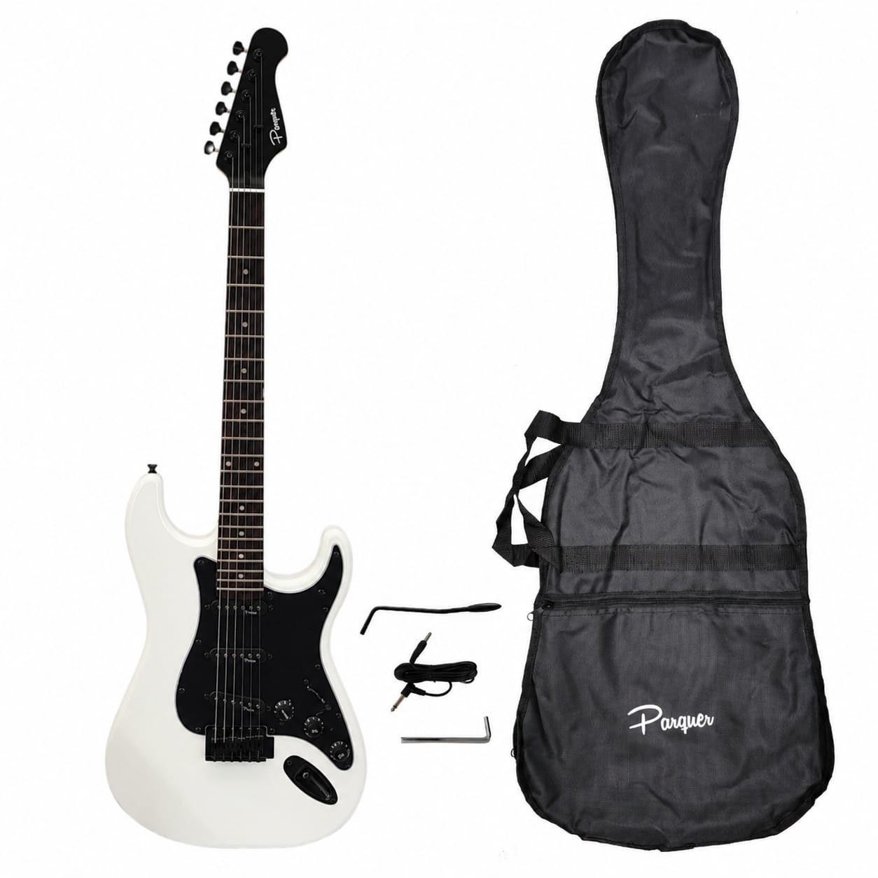 Guitarra Electrica Stratocaster Parquer Blanco Con Funda