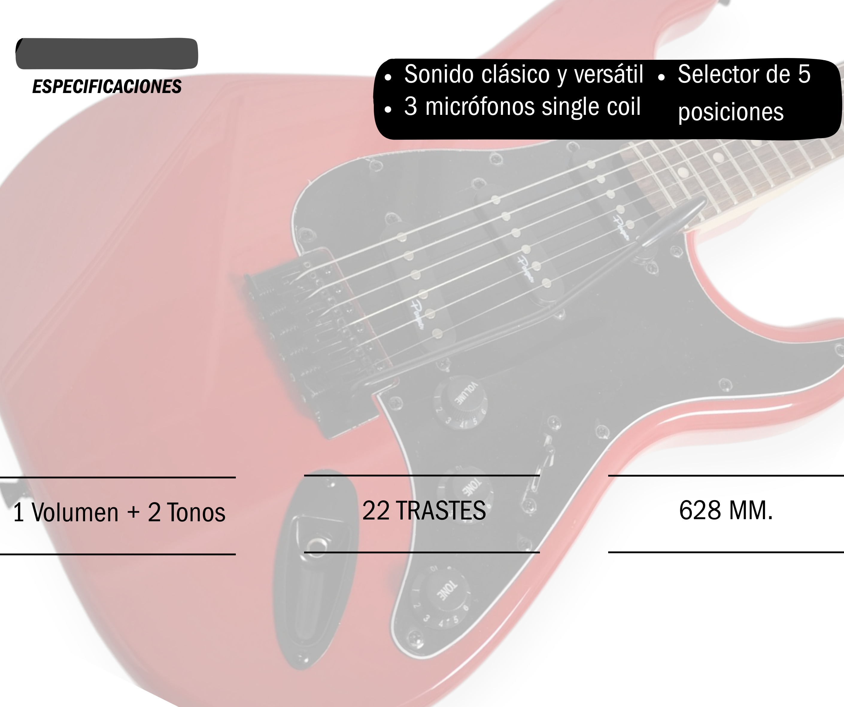 Guitarra Electrica Stratocaster Parquer Rojo Con Funda - Imagen 5