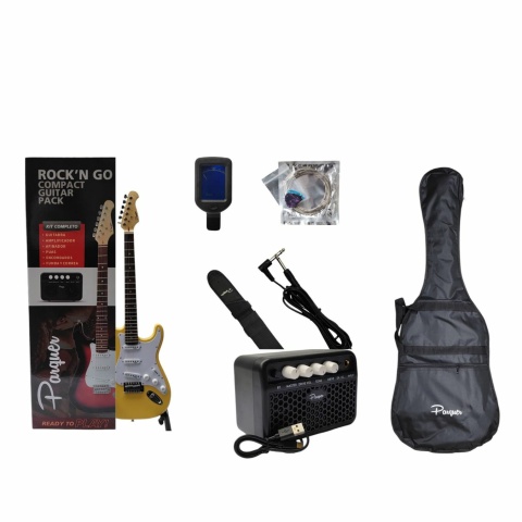 Combo Guitarra Electrica Strato Amarilla Parquer Amplificador 5w