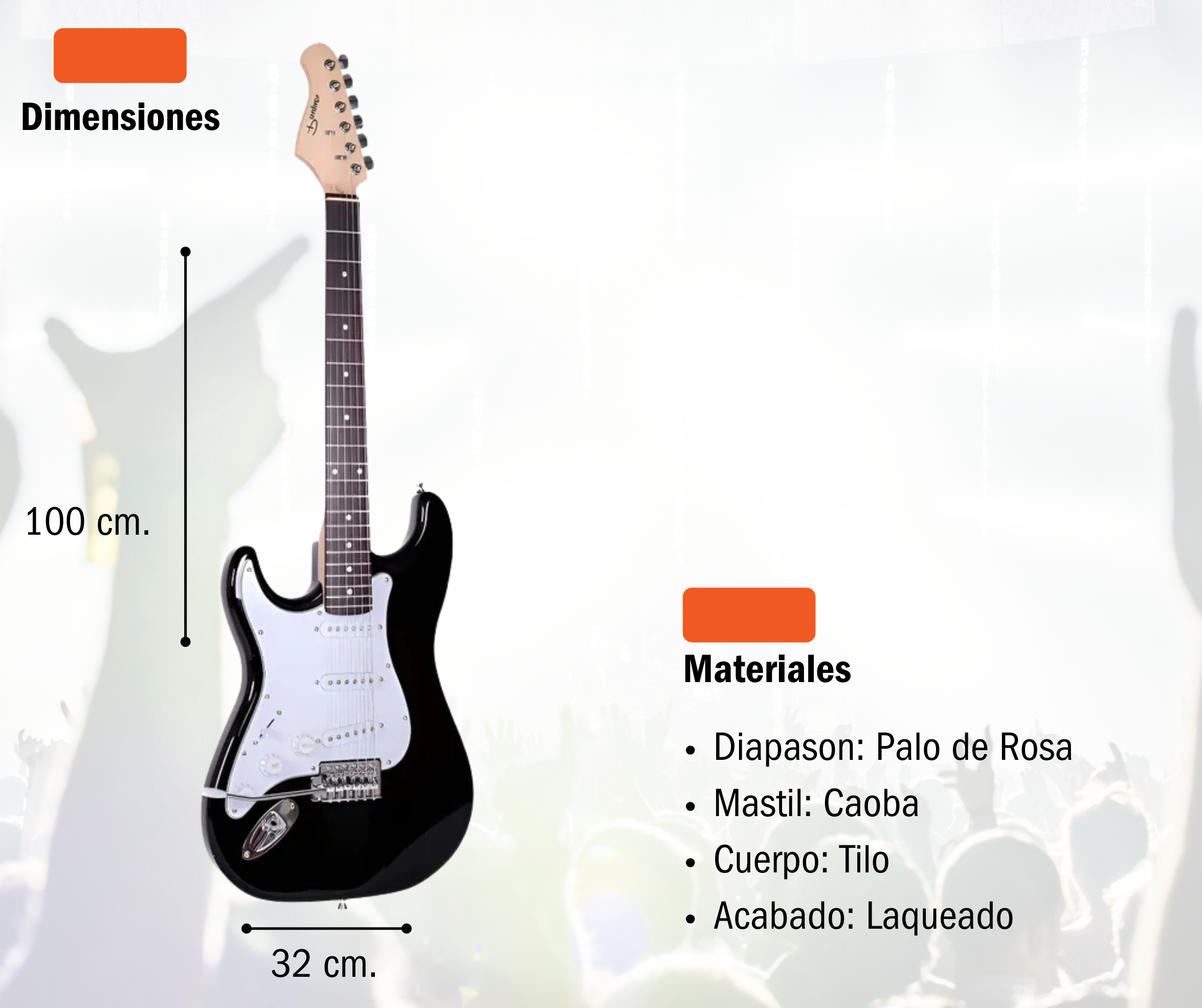 Guitarra Electrica Parquer Stratocaster Negro Para Zurdos C/ Funda - Imagen 3