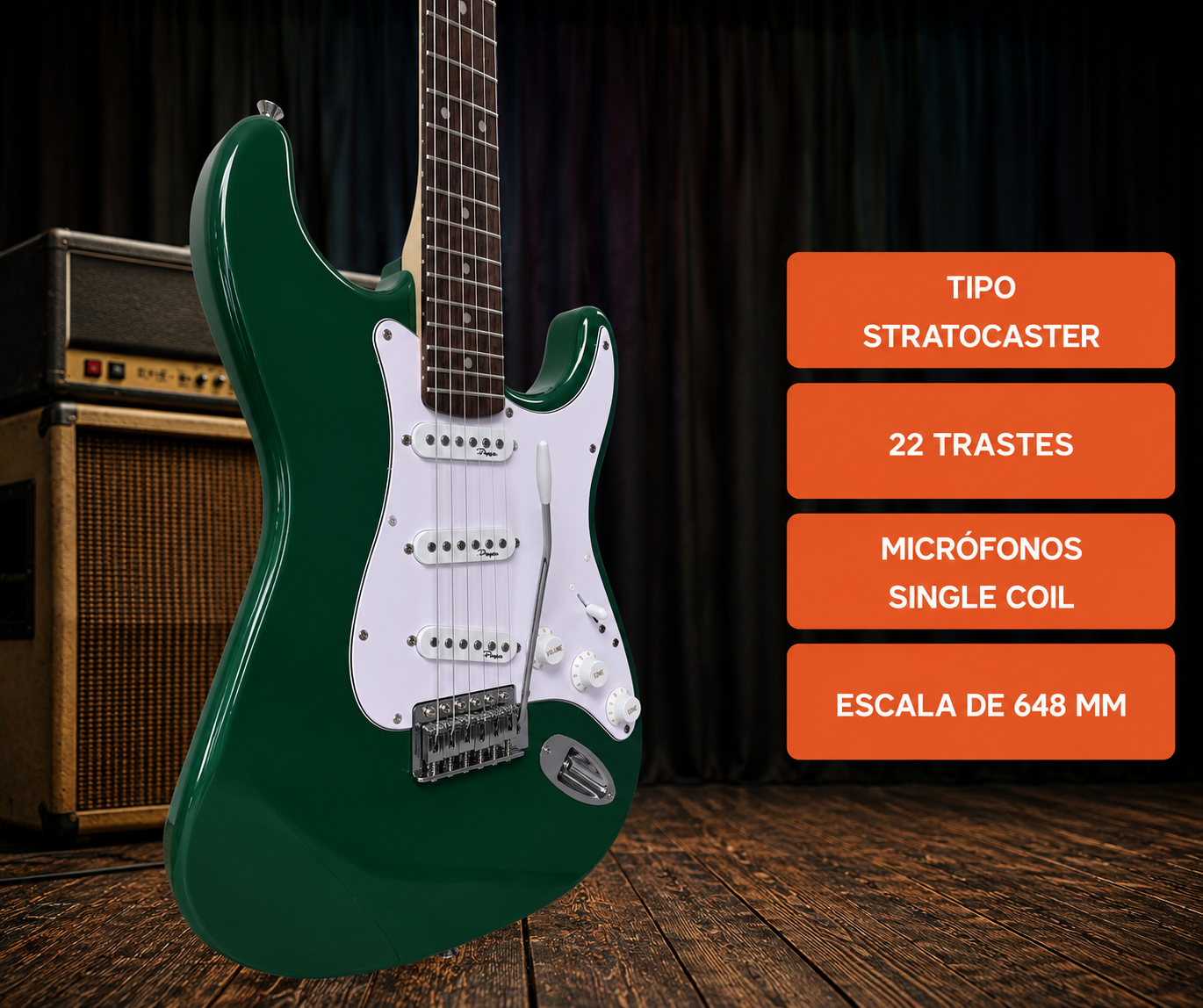 Combo Guitarra Electrica Amplificador 10w Verde Parquer - Imagen 2