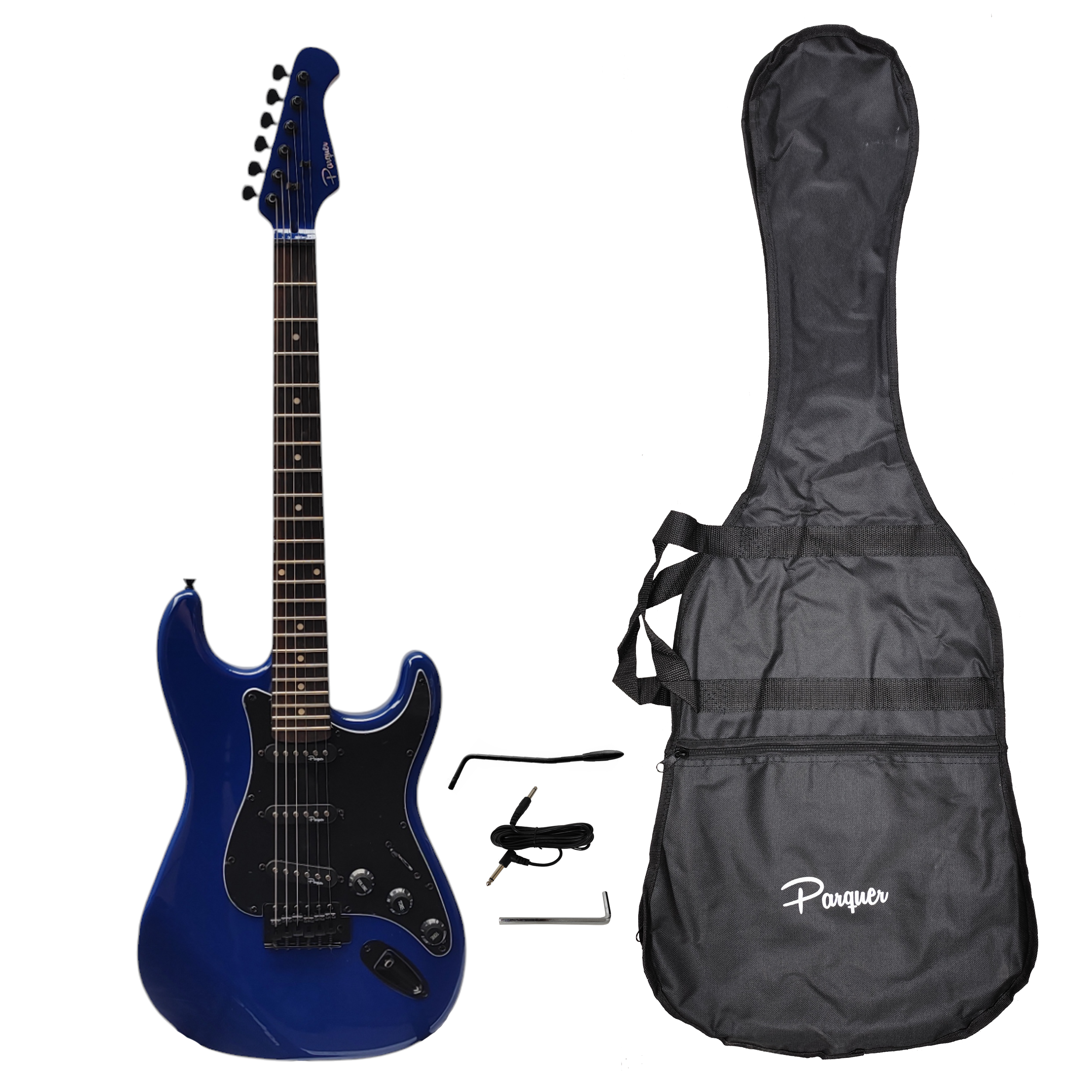 Guitarra Electrica Stratocaster Parquer Azul Con Funda