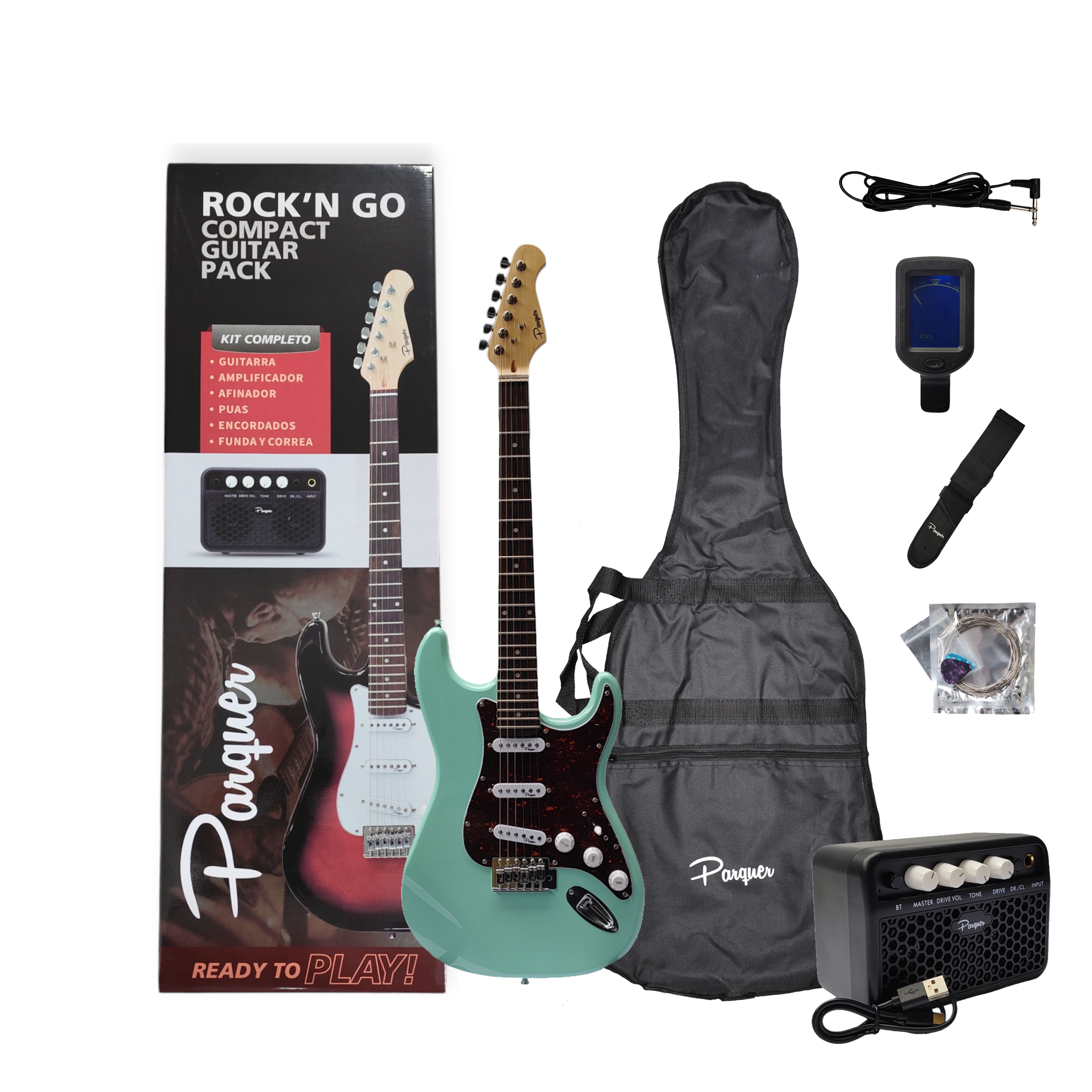 Combo Guitarra Electrica Strato Surf Parquer Amplificador 5w