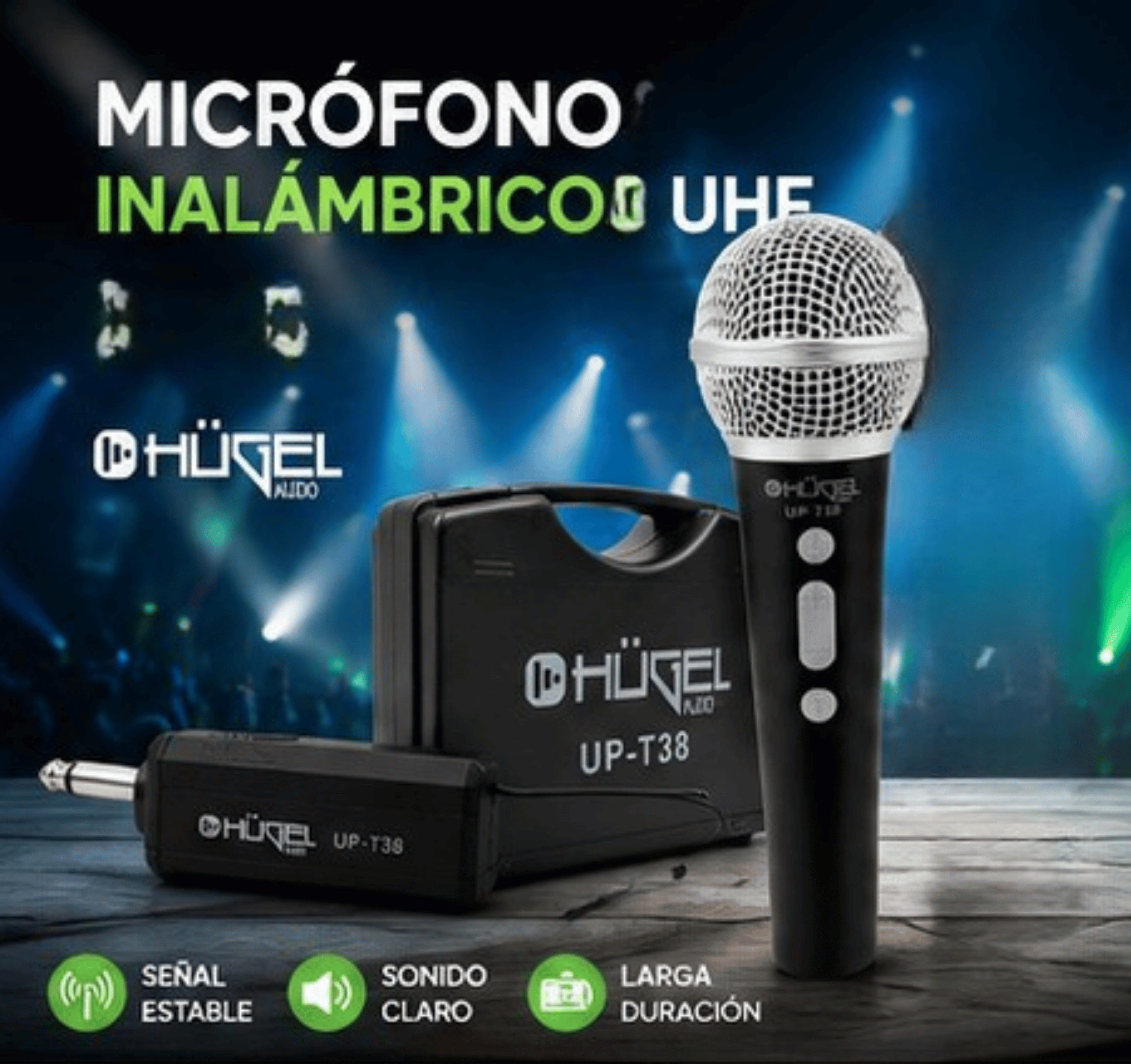 Microfono Inalambrico Hugel Karaoke Uhf Cargador - Imagen 2