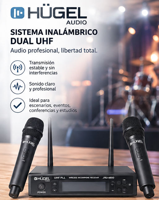 Microfono Inalambrico Hugel Dual Uhf Jru680d - Imagen 6