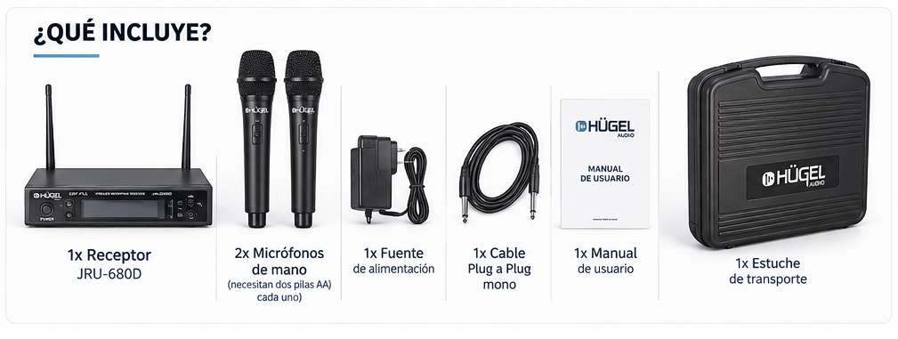 Microfono Inalambrico Hugel Dual Uhf Jru680d - Imagen 3