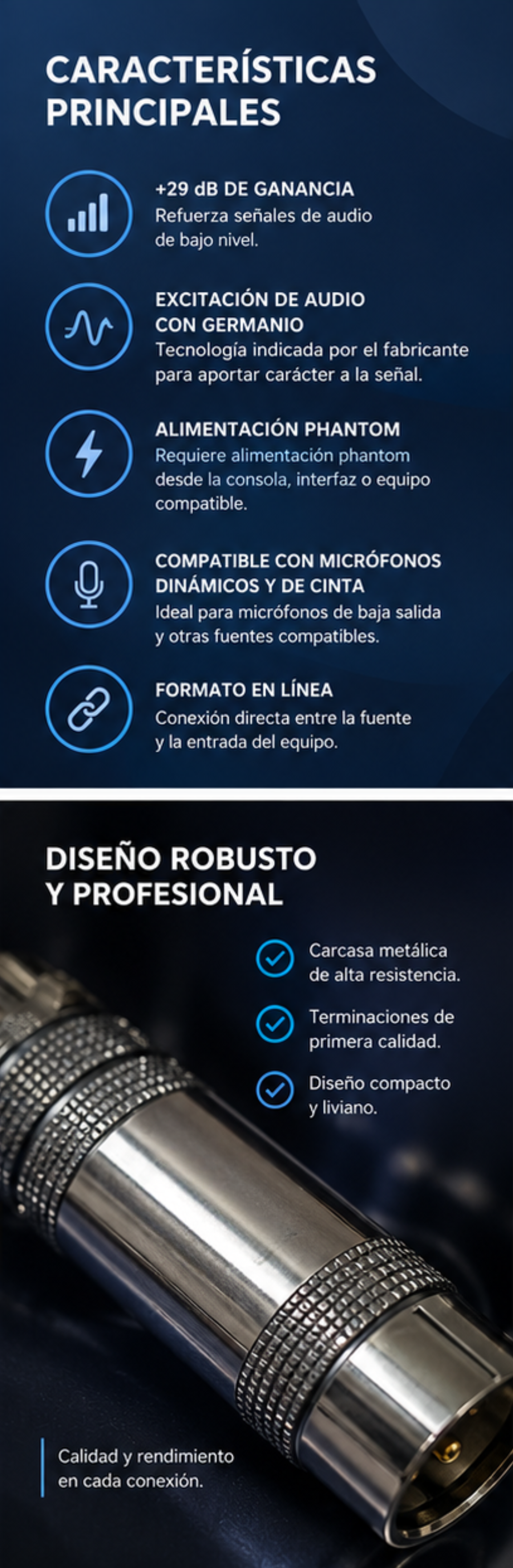 Preamplificador De Micrófono Phantom Hugel Mic Booster M101 - Imagen 4