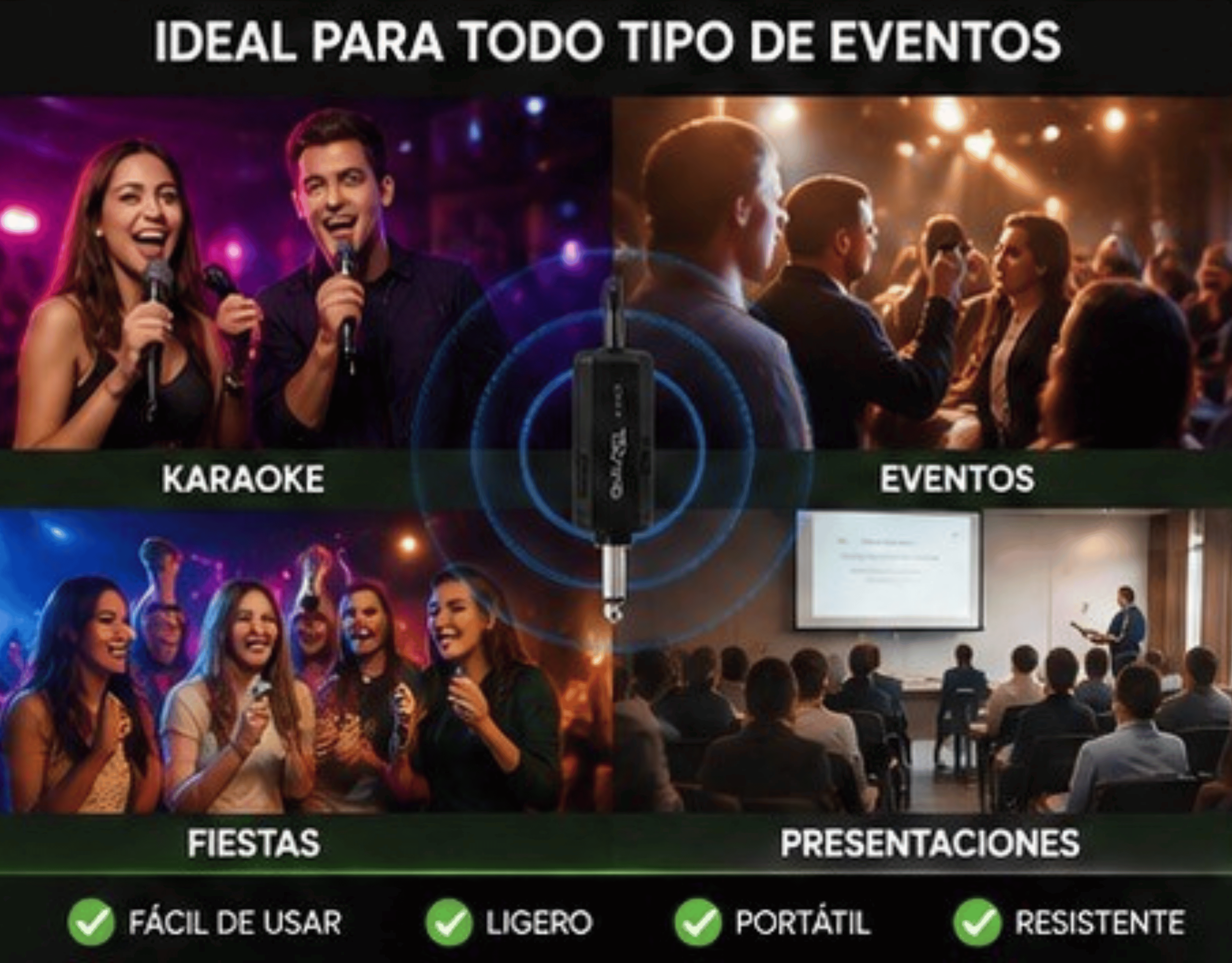 Microfono Inalambrico Hugel Karaoke Uhf Cargador - Imagen 4