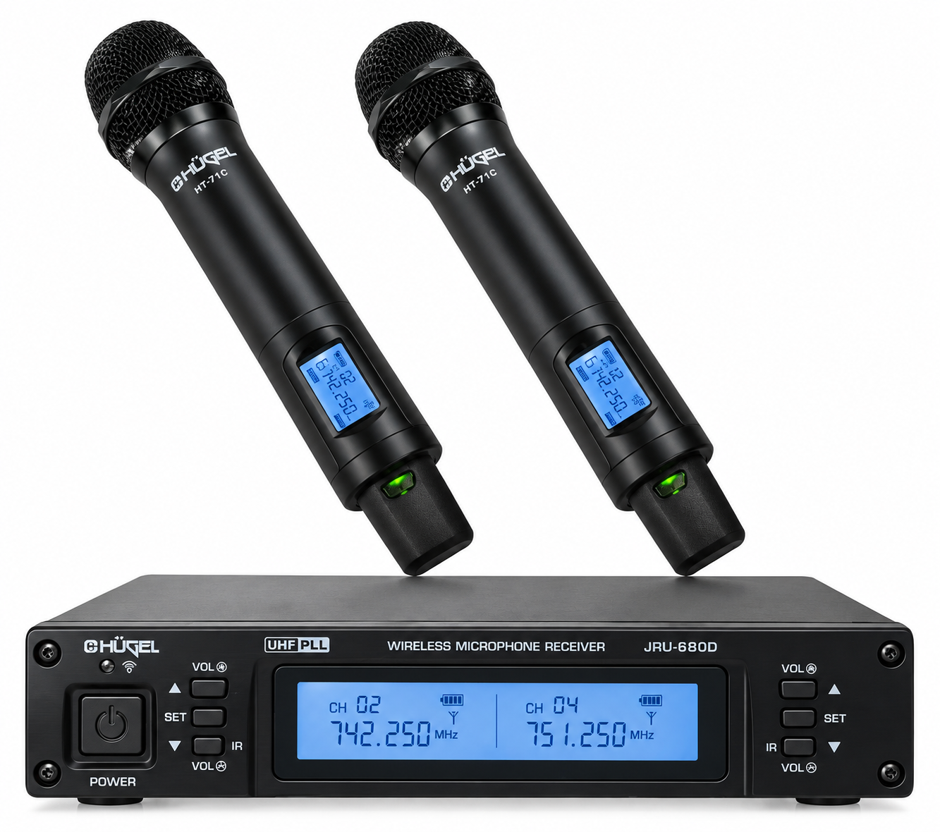 Microfono Inalambrico Hugel Dual Uhf Jru680d