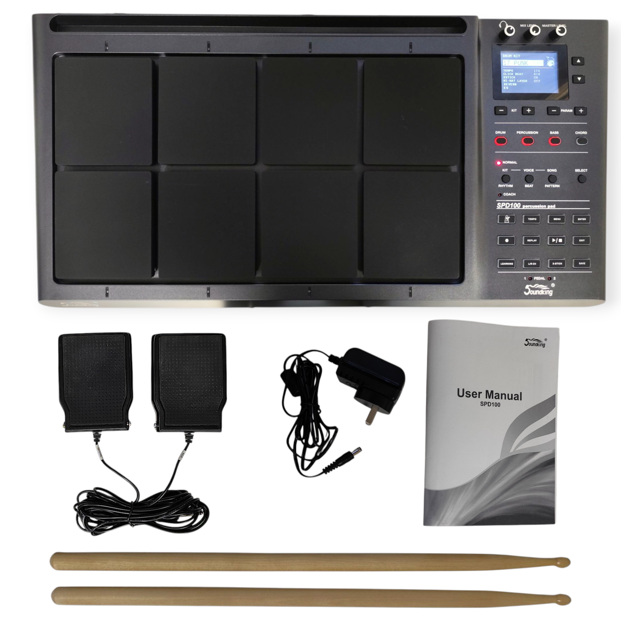 Bateria Electronica Octapad Soundking Bluetooth con Pedales y Palillos - Imagen 2