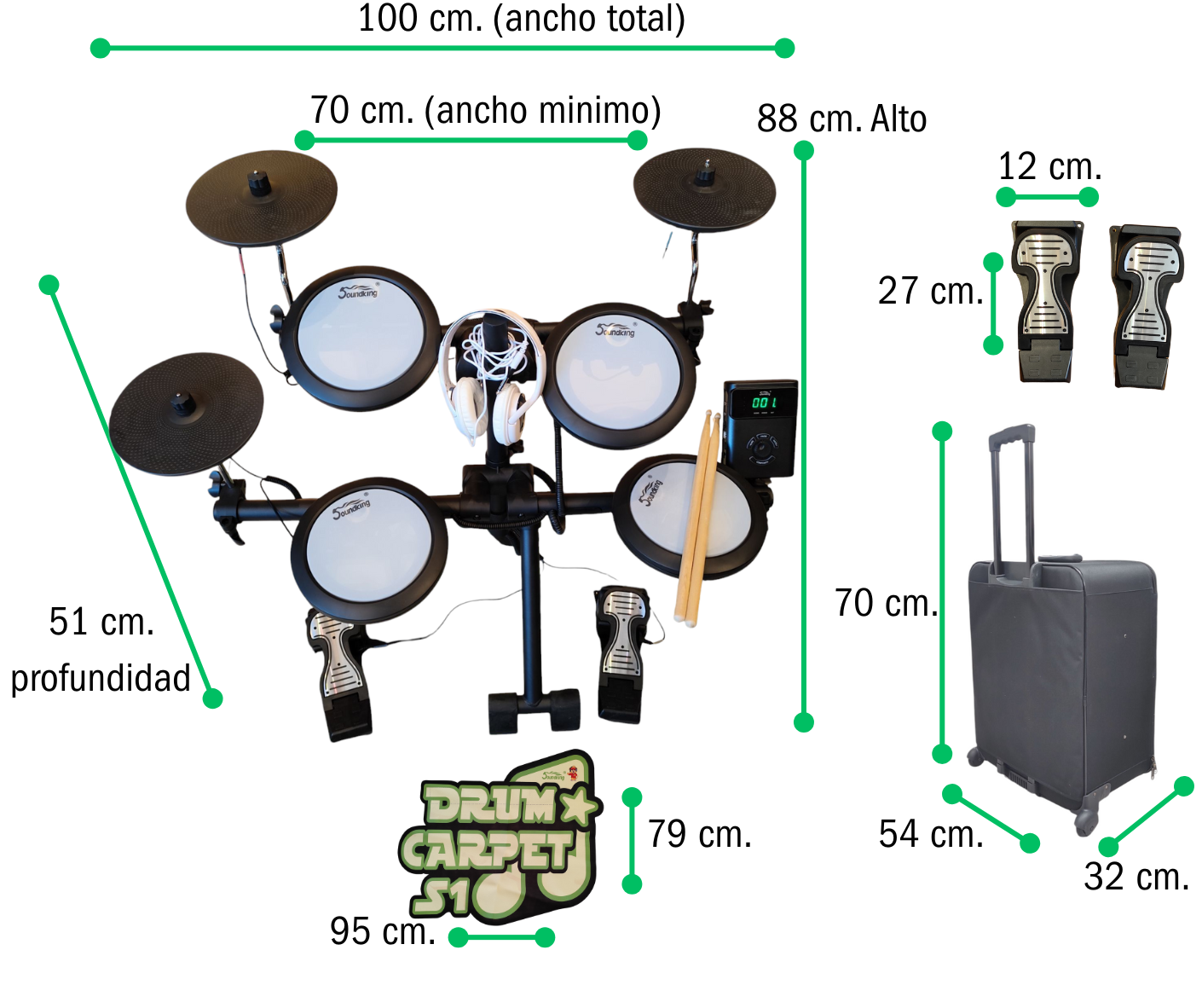 Bateria Electronica Soundking Mesh 7 Cuerpos Portatil - Imagen 5