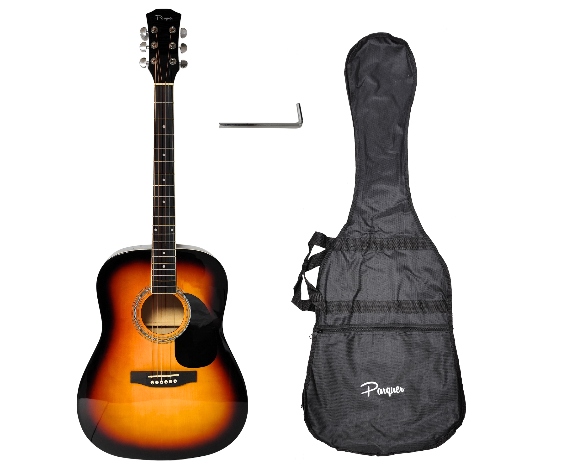 Guitarra Acustica de 41 Pulgadas Parquer Sunburst con Funda