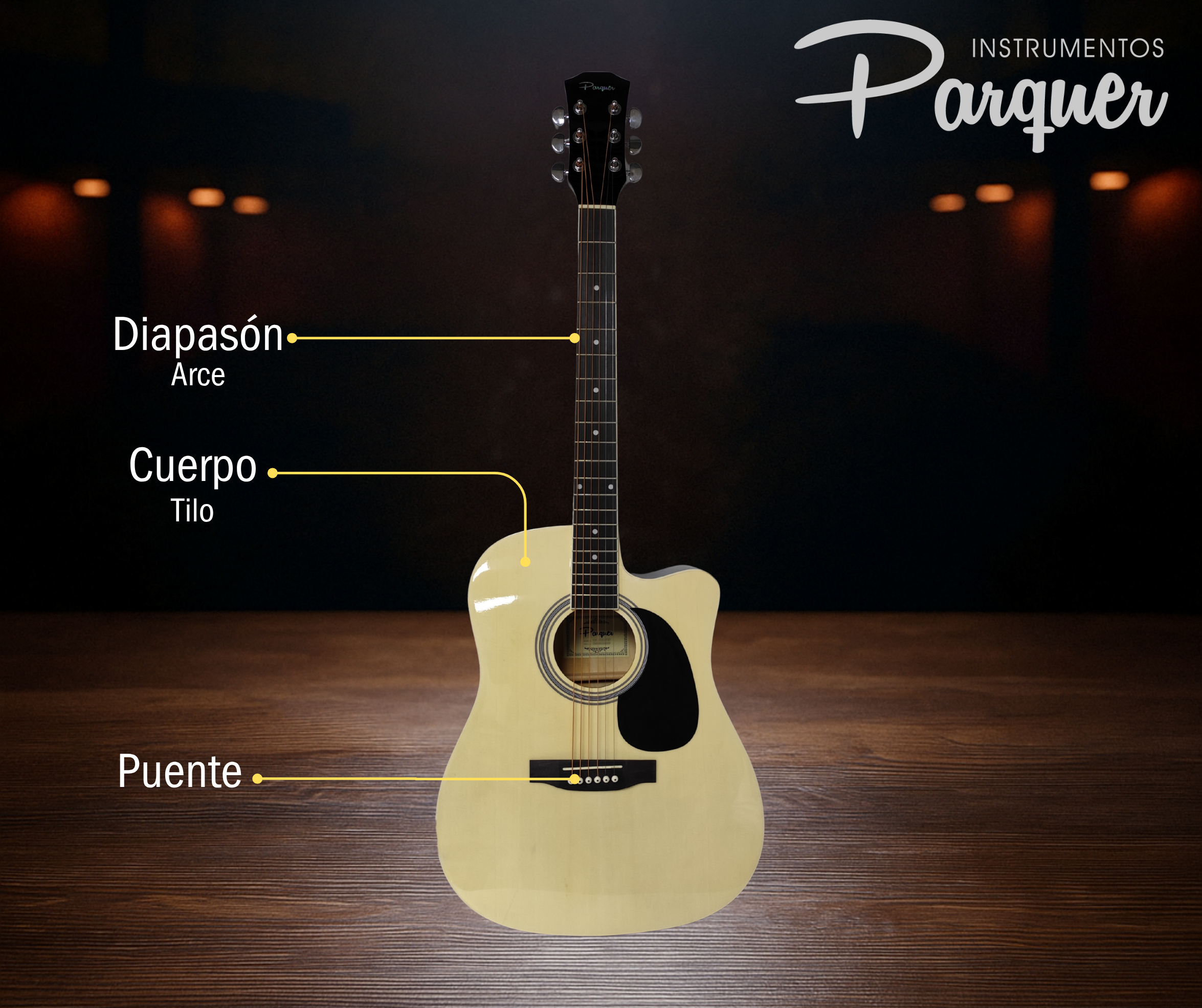 Guitarra Electroacustica Parquer Con Corte Eq3 Natural - Imagen 4