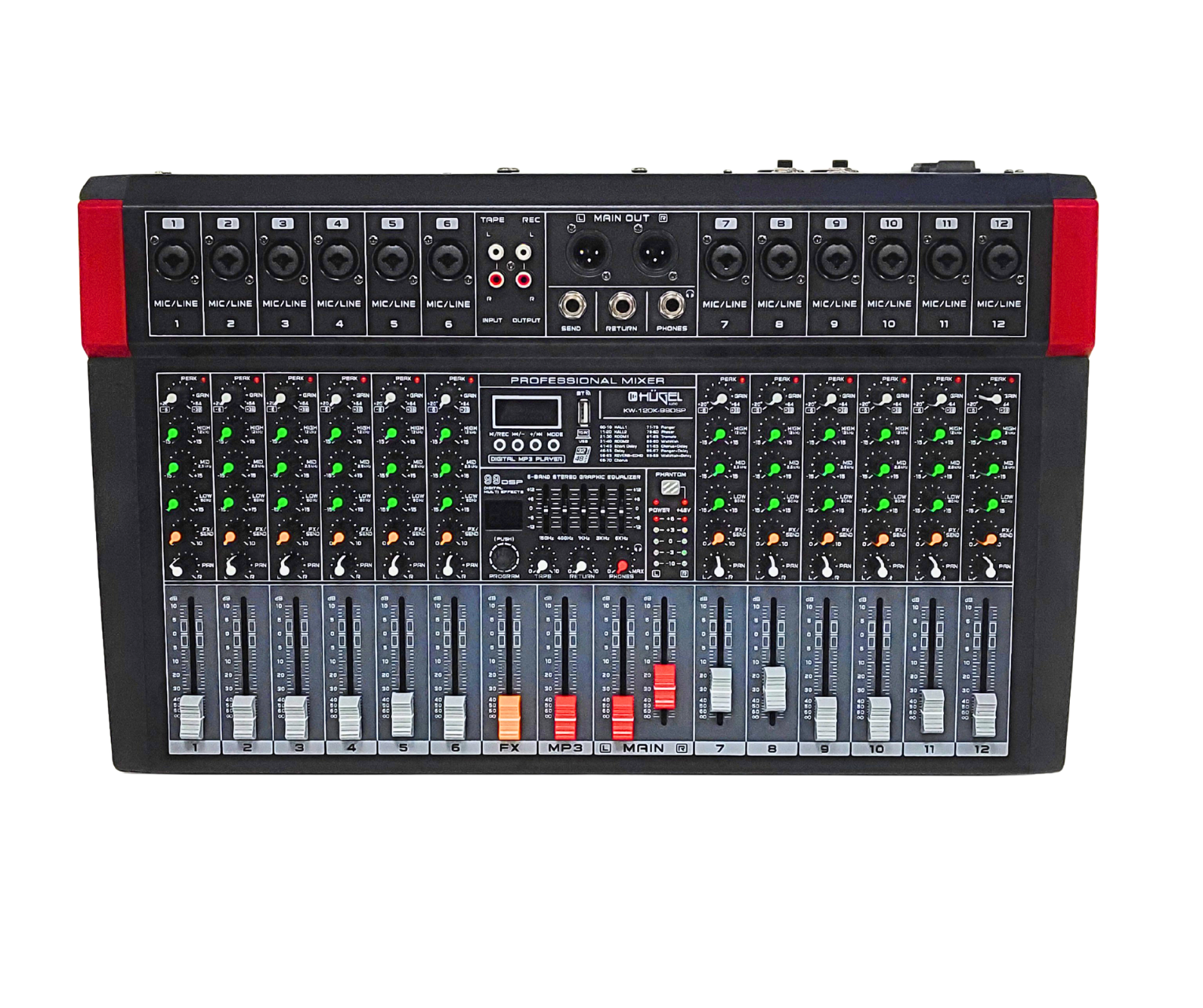 Consola Mixer Potenciada Kw-120k-99dsp 12 Canales