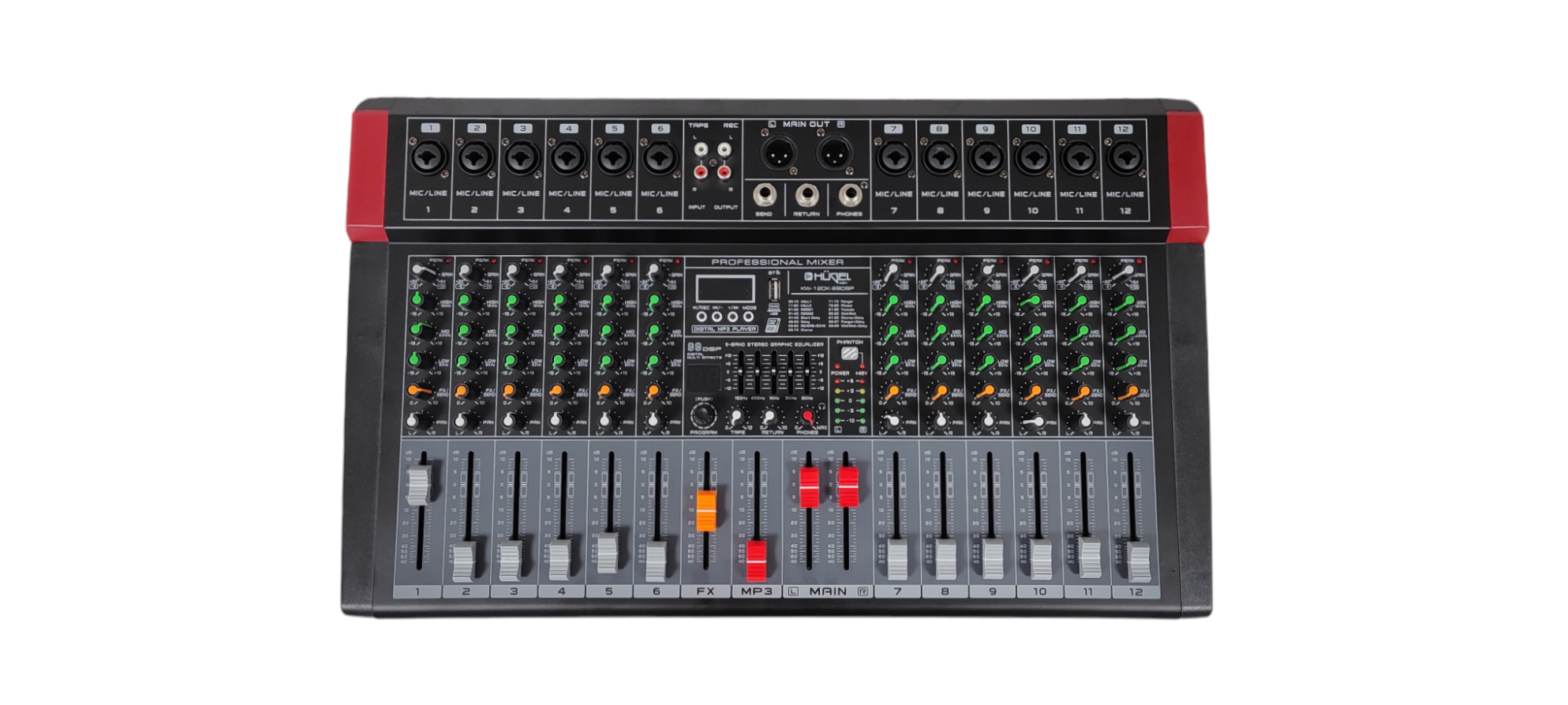 Consola Mixer Potenciada Kw-120k-99dsp 12 Canales