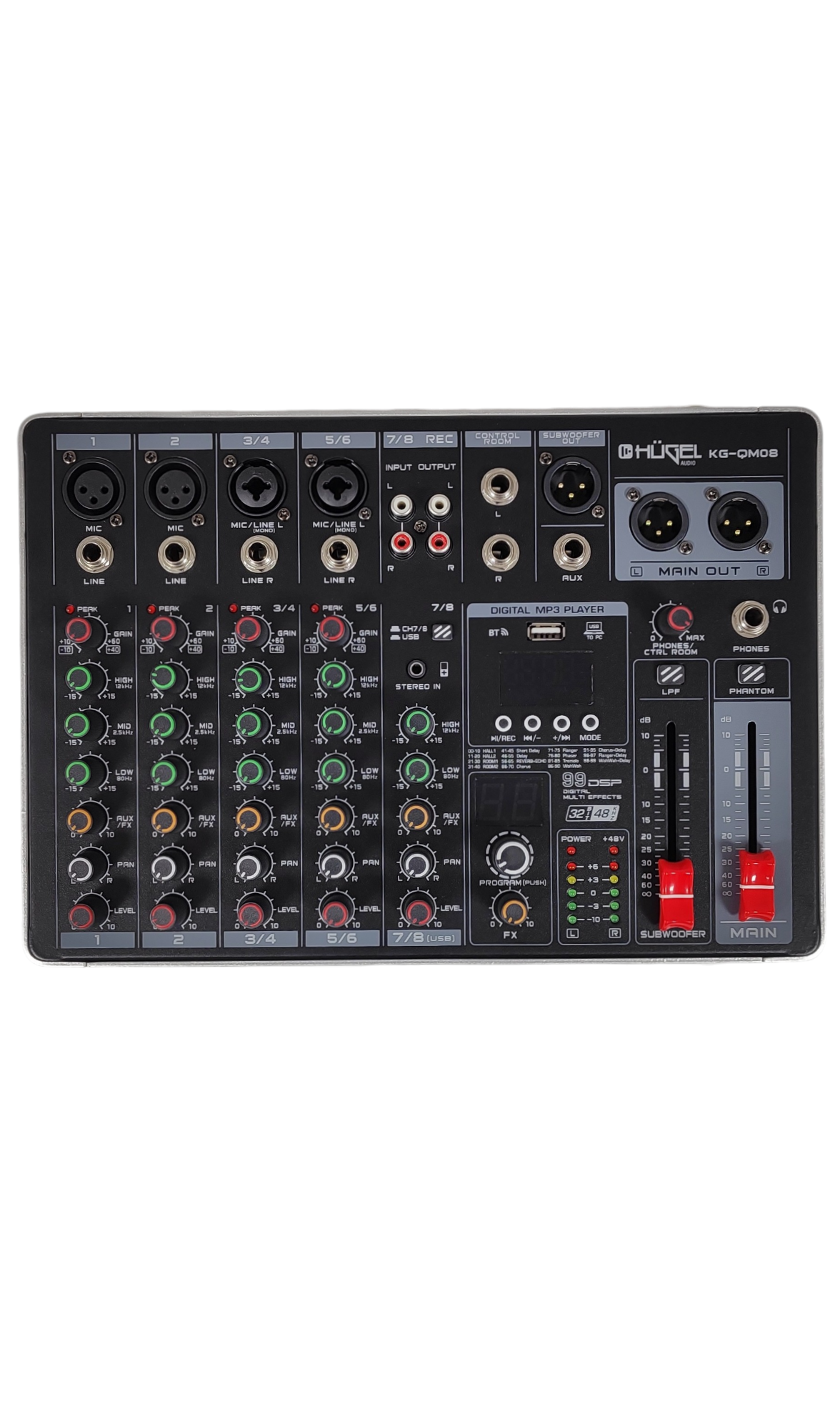 Consola Mixer Digital Hugel 8 Canales 99dsp Fx Bt Subwoofer