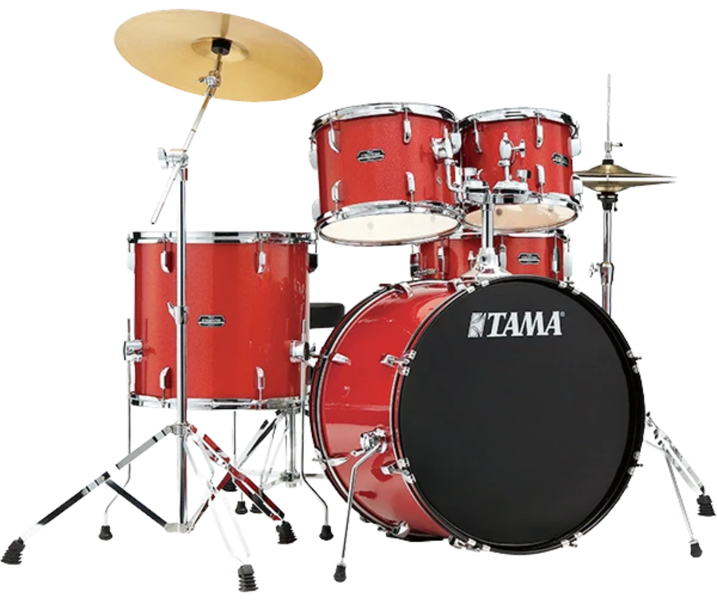 Batería Tama Stagestar 5 Cuerpos Platos Fierros Candy Red