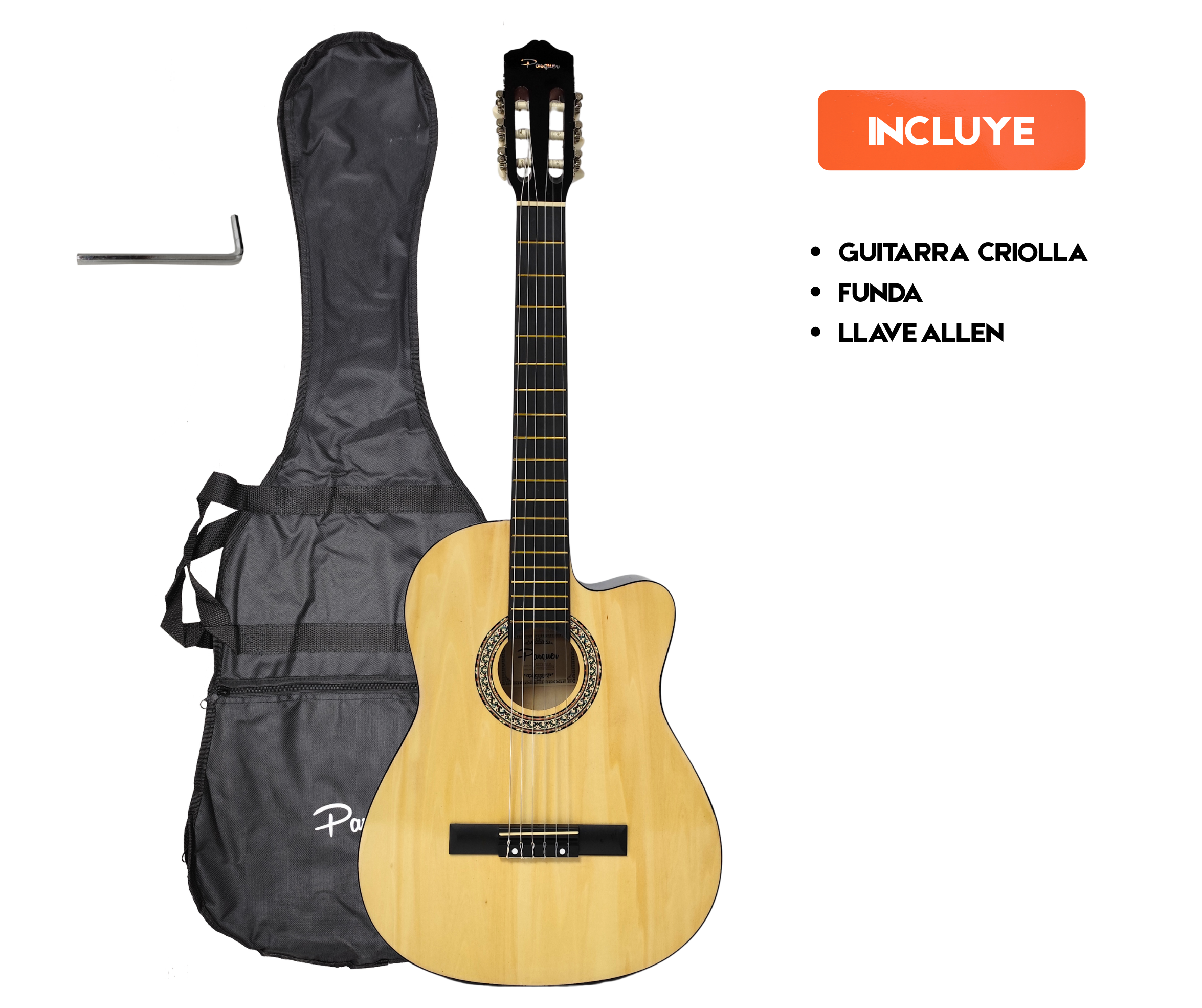 Guitarra Clasica Criolla con Corte Parquer 39" con Funda - Imagen 2