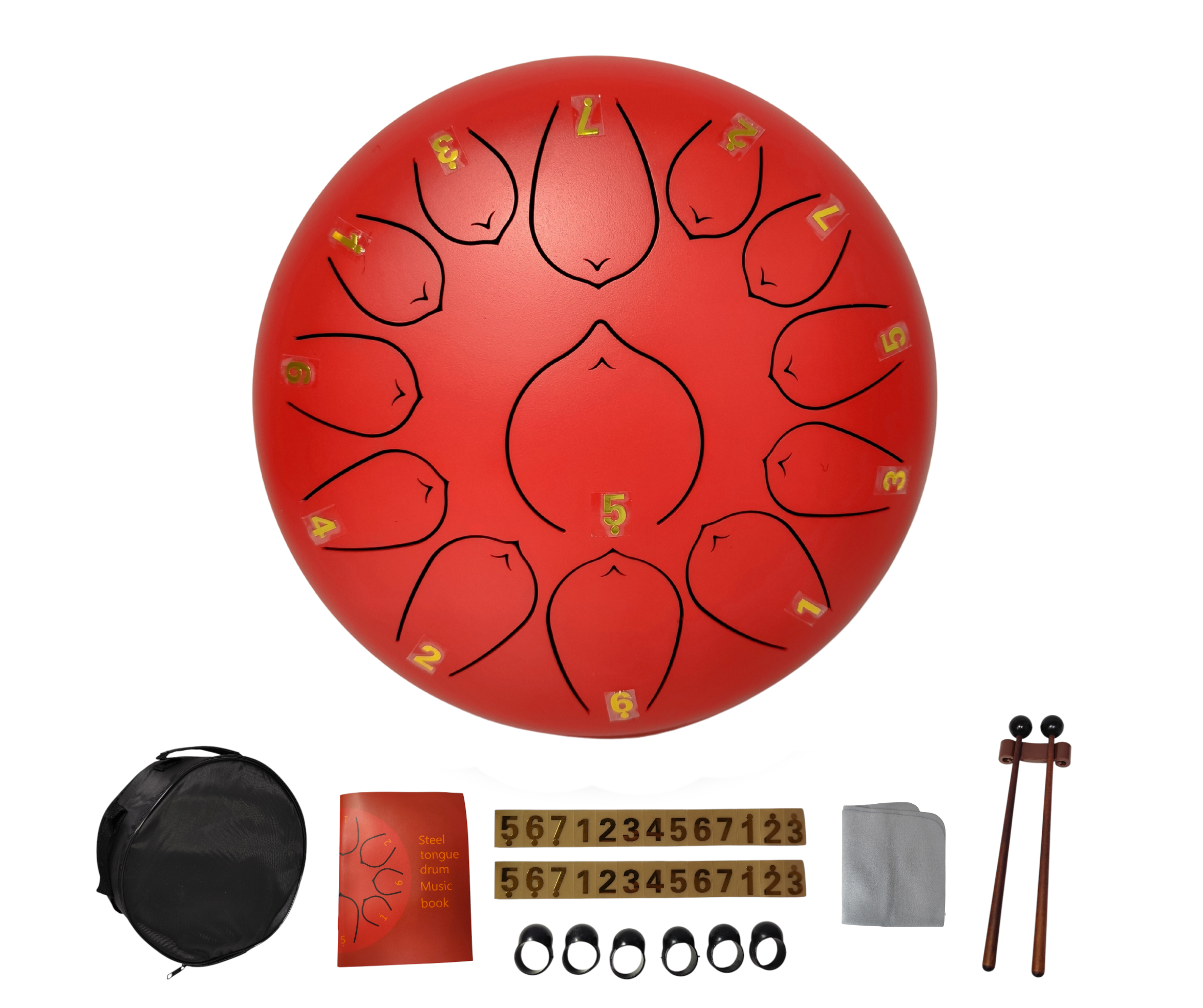 Steel Tongue Drum 10 Pulgadas 13 Tonos Rojo Meditacion