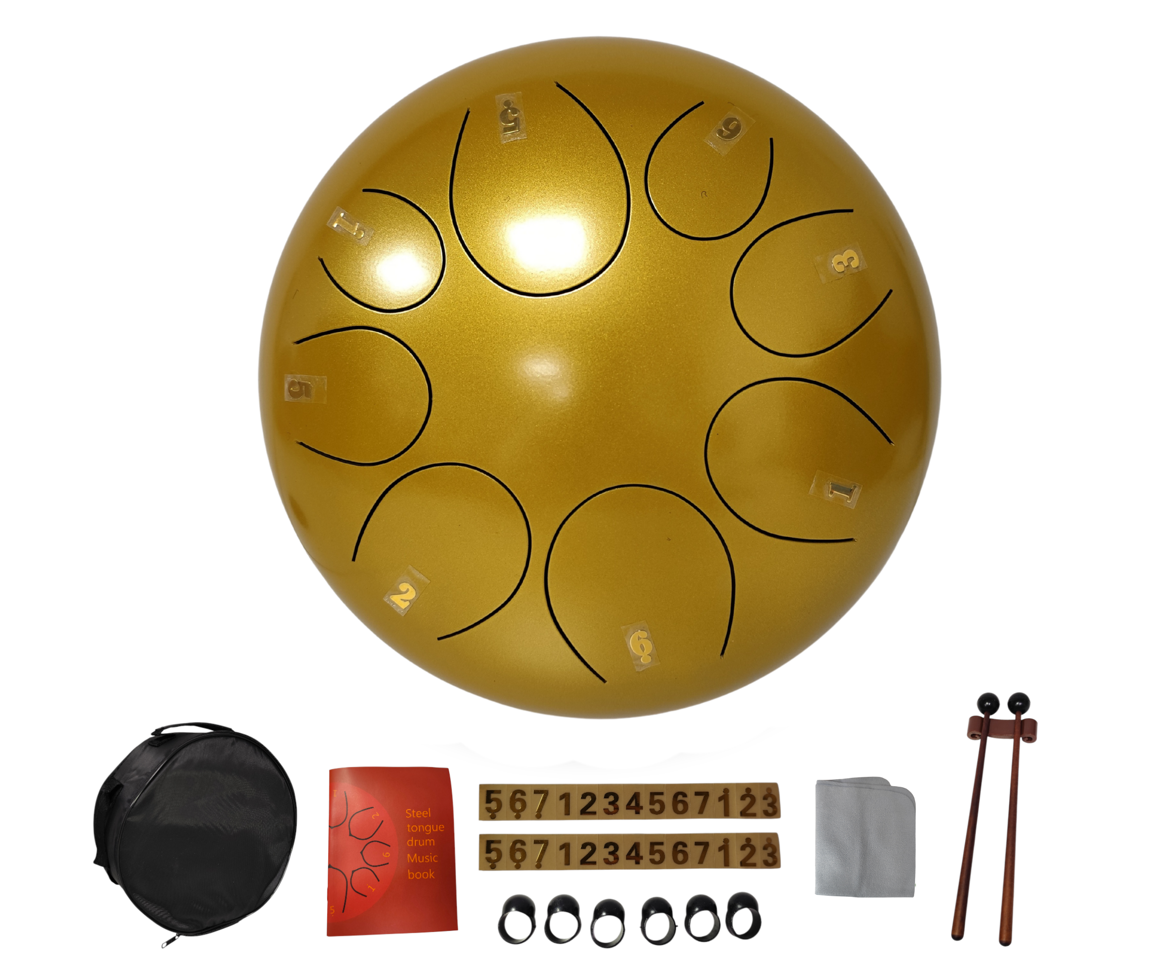 Steel Tongue Drum 10 Pulgadas 8 Tonos Dorado Meditacion