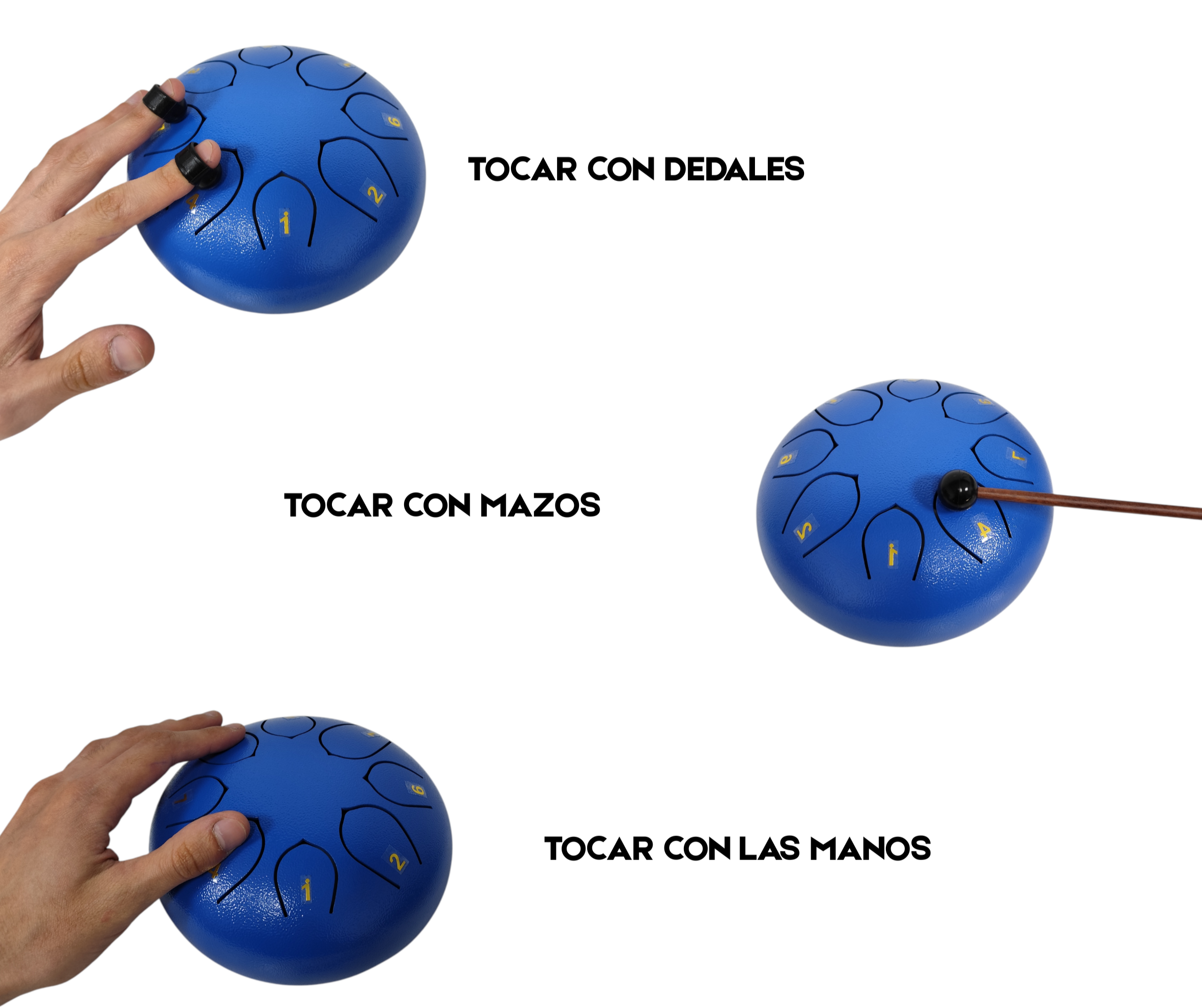 Steel Tongue Drum 12 Pulgadas 13 Tonos Azul Meditacion - Imagen 2