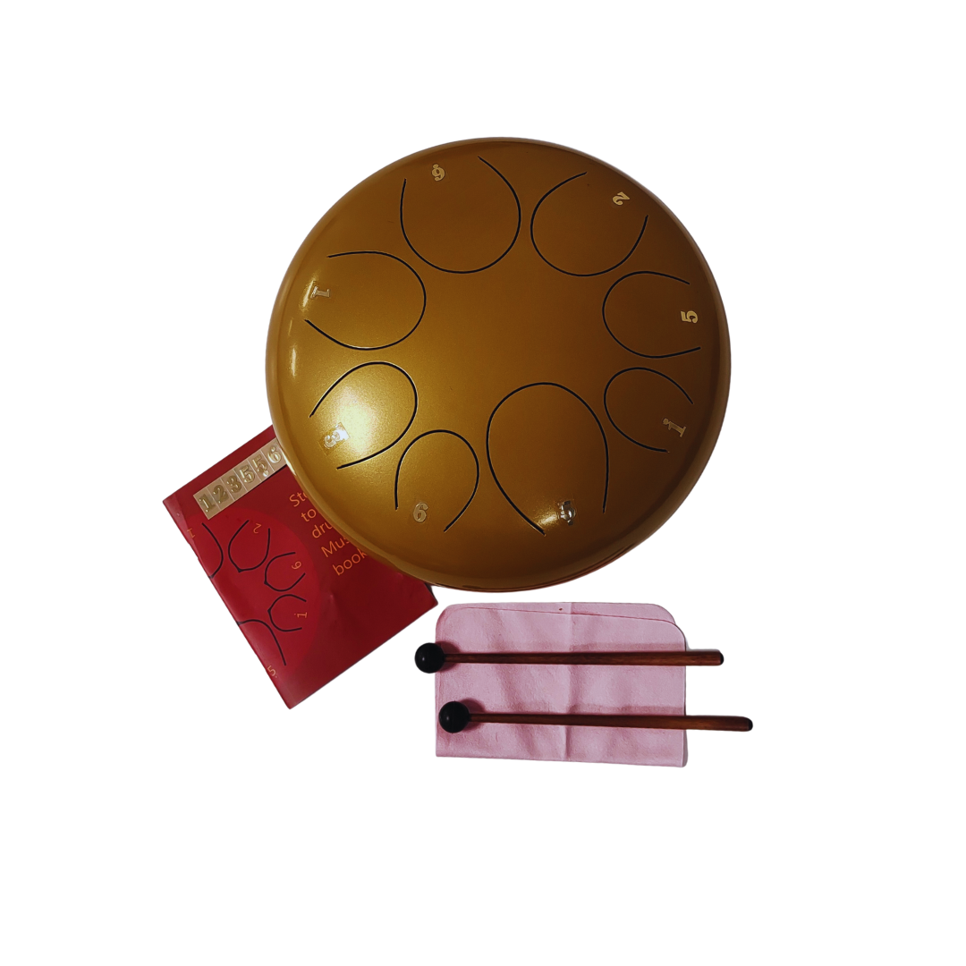 Steel Tongue Drum 10 Pulgadas 8 Tonos Dorado Meditacion