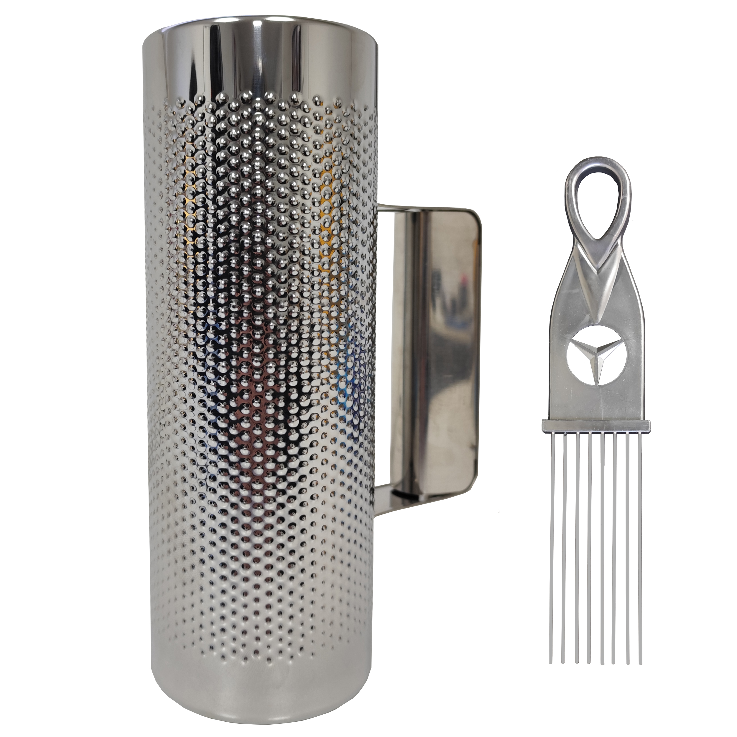 Guiro Raspador Parquer De Metal Pequeño 3x8 Con Peine Color Gris