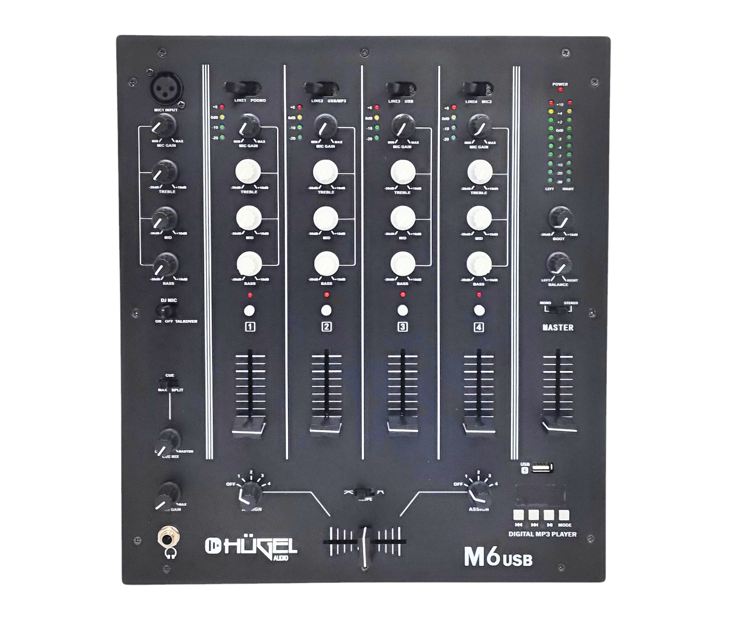 Controlador Dj Mixer M6 Usb Hugel 4 Canales Bluetooth