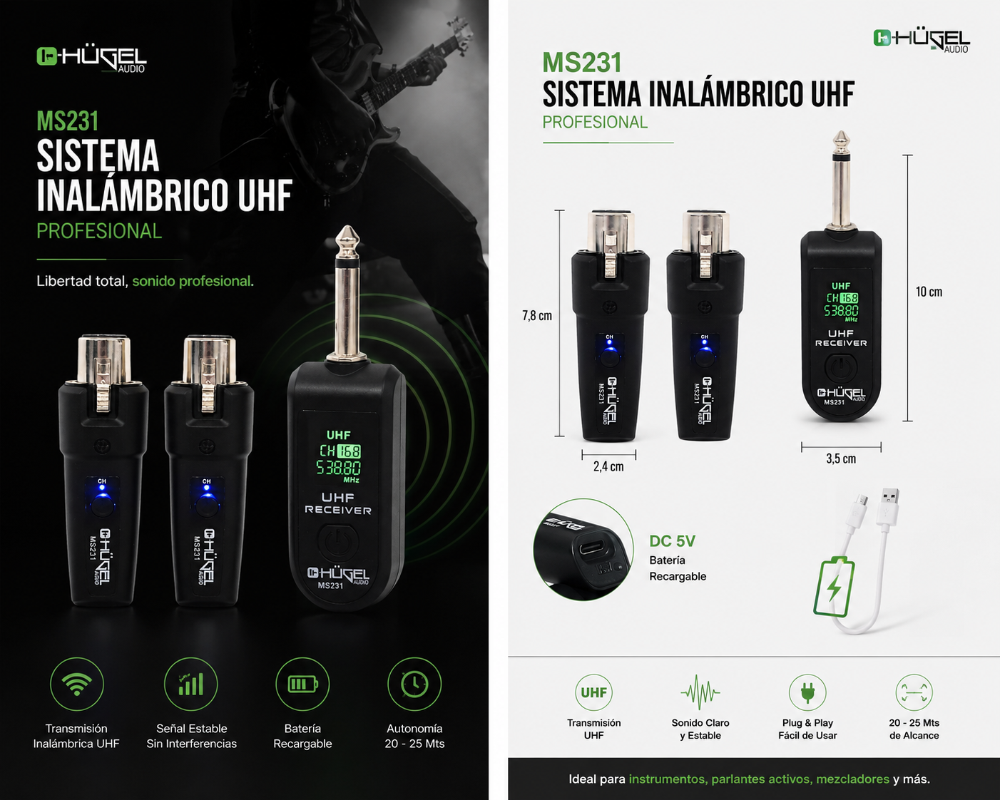 Conversor Dual Mic Dinamico Inalambrico Adapatador Xlr Plug - Imagen 2