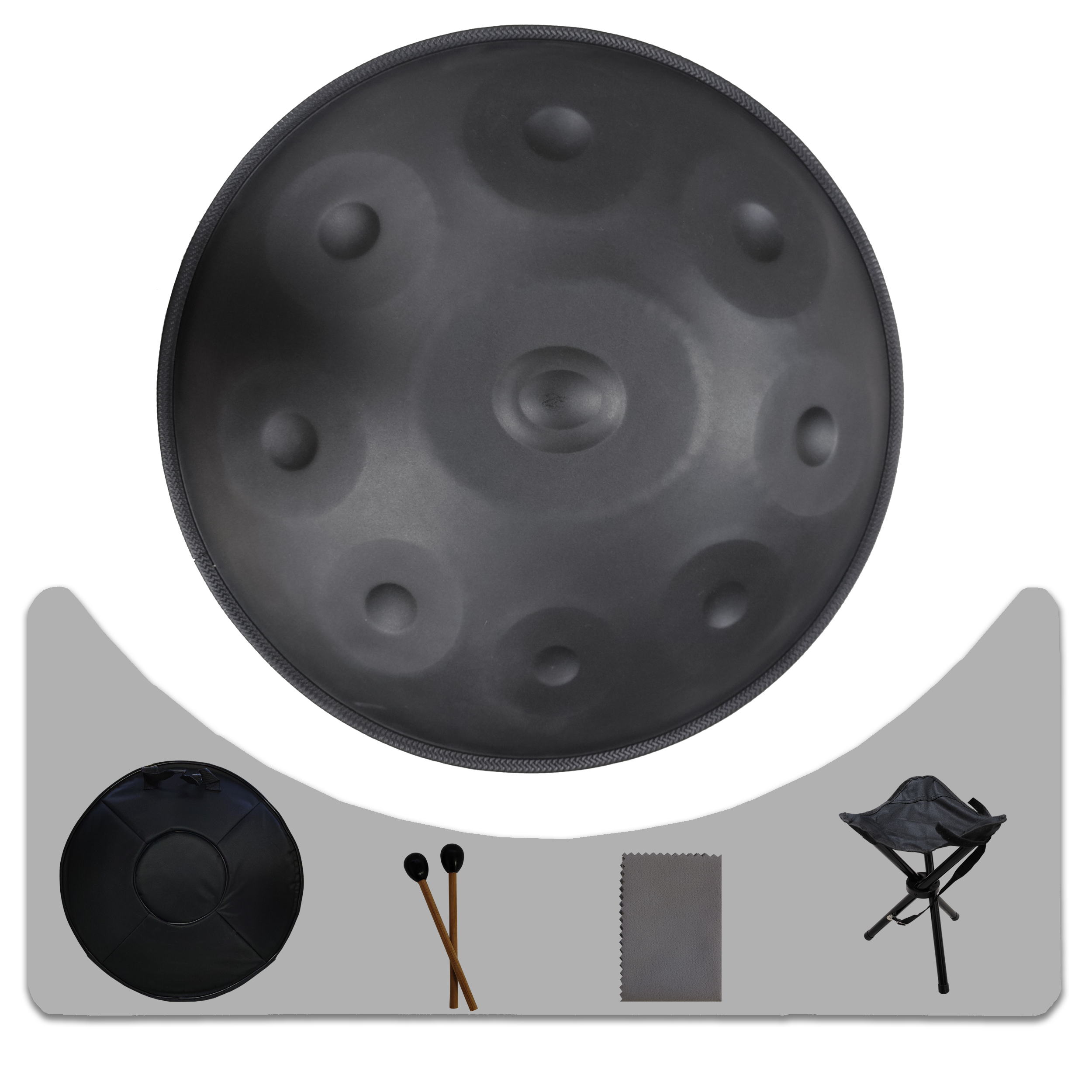 Handpan Parquer 9 Notas 56 Cm D Menor Negro Funda