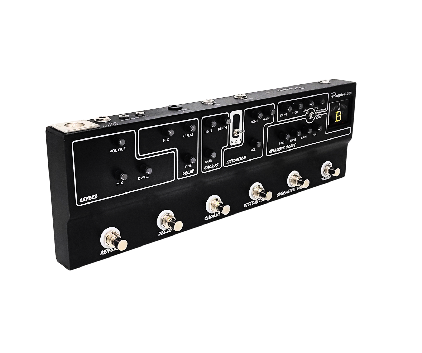 Pedalera Multiefectos C300 Parquer Guitarra Electrica Negro Negro