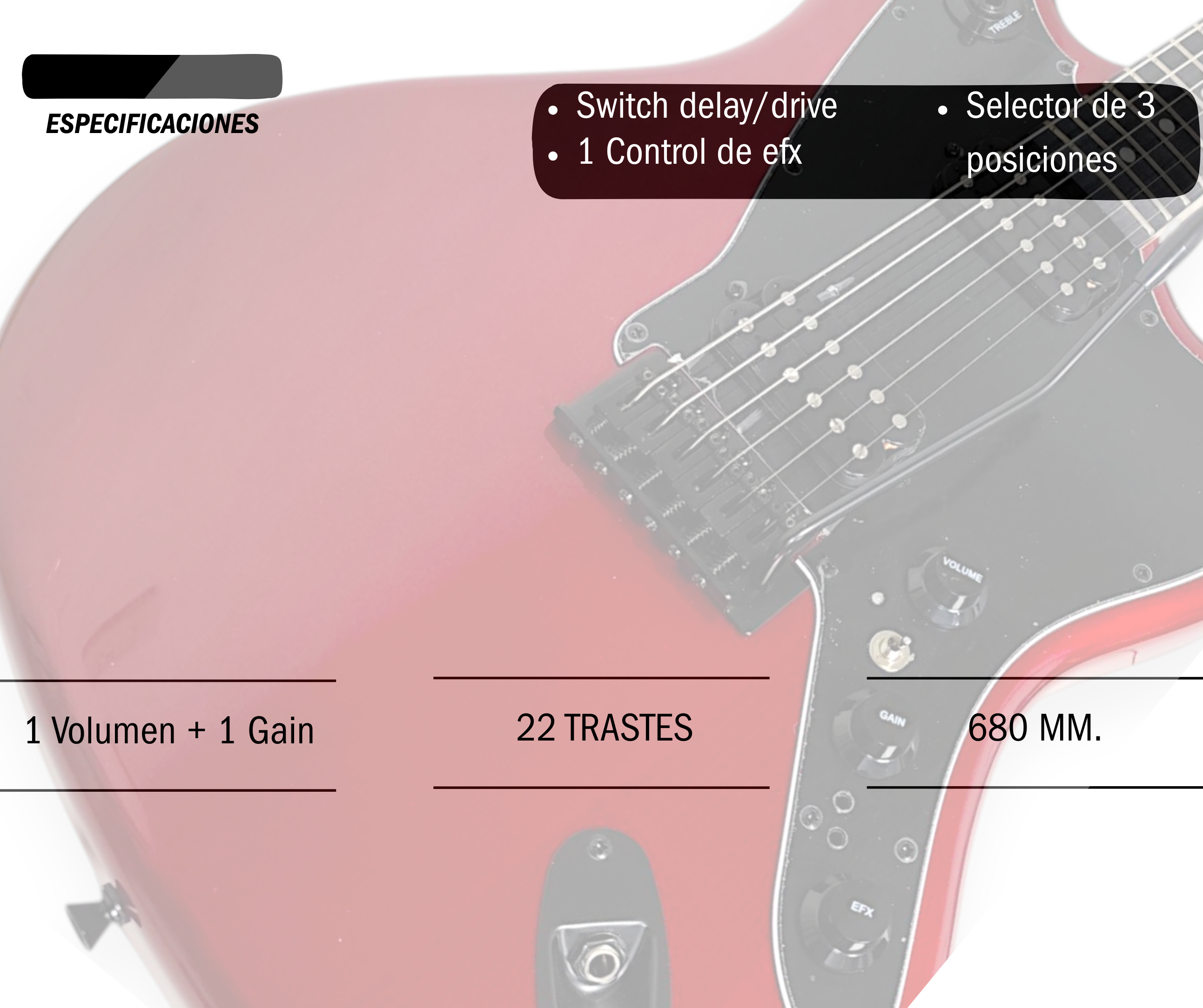 Guitarra Electrica Color Rojo Tipo Jaguar Con Funda Cable - Imagen 5