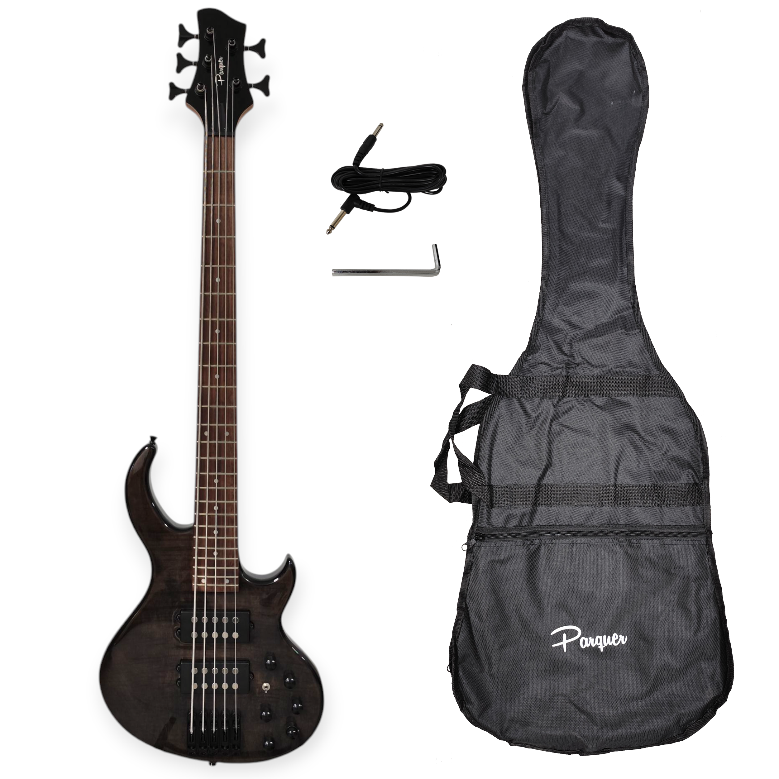Bajo Electrico Activo B5 5 Cuerdas Trans Black Negro Funda