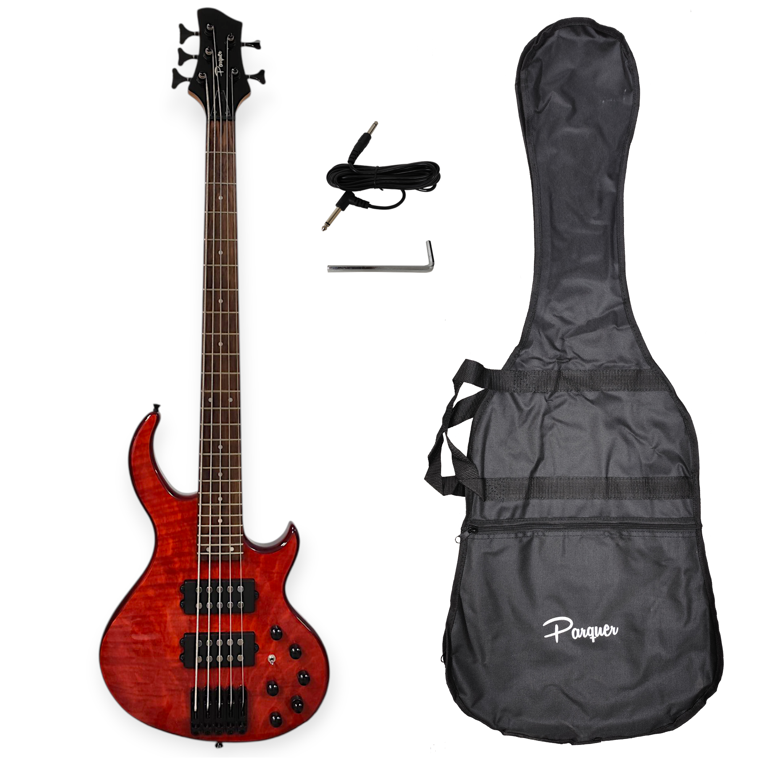 Bajo Electrico Activo B5 5 Cuerdas Open Pore Rojo Funda
