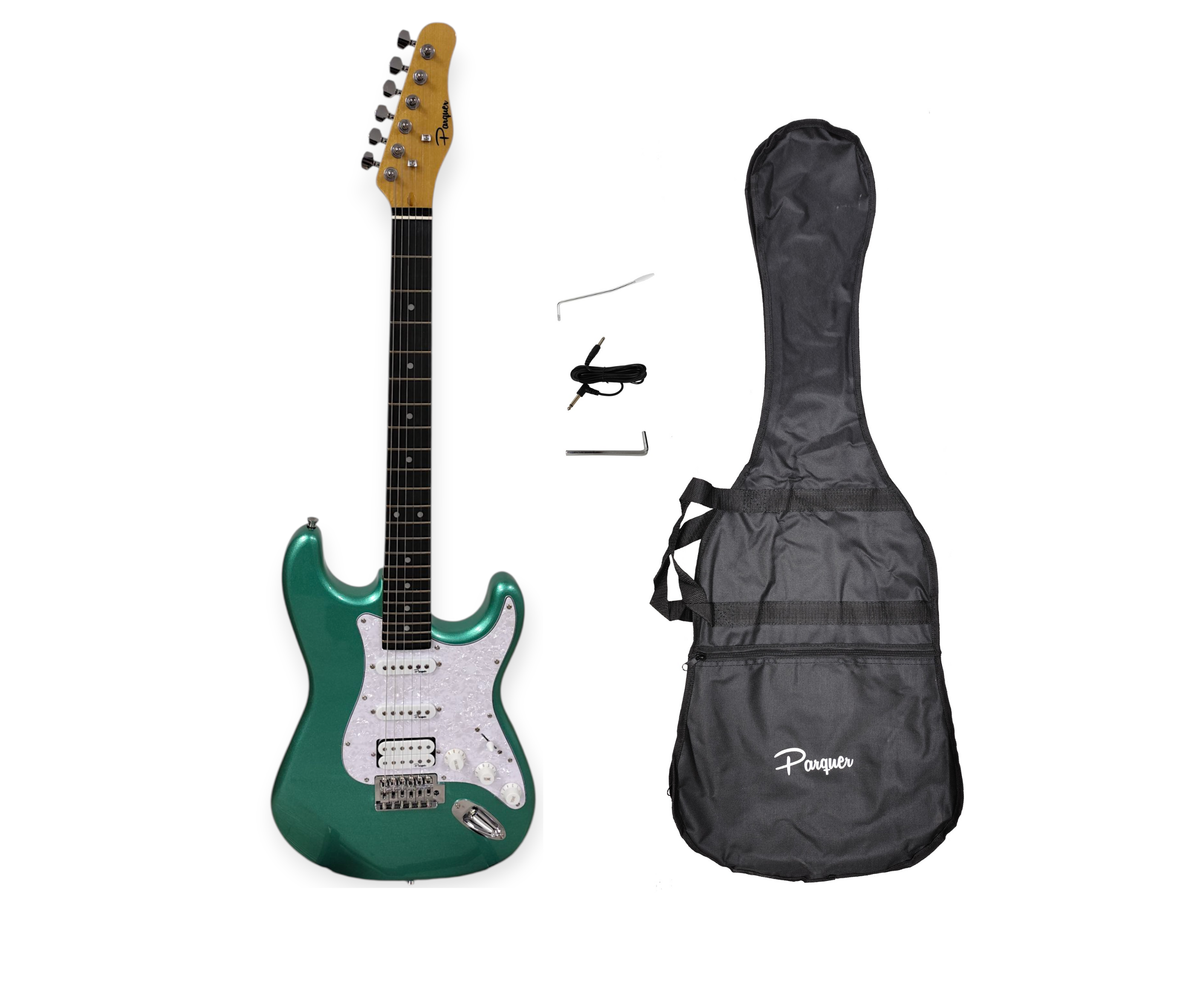 Guitarra Electrica Parquer Stratocaster St400 Funda Cable Verde Agua